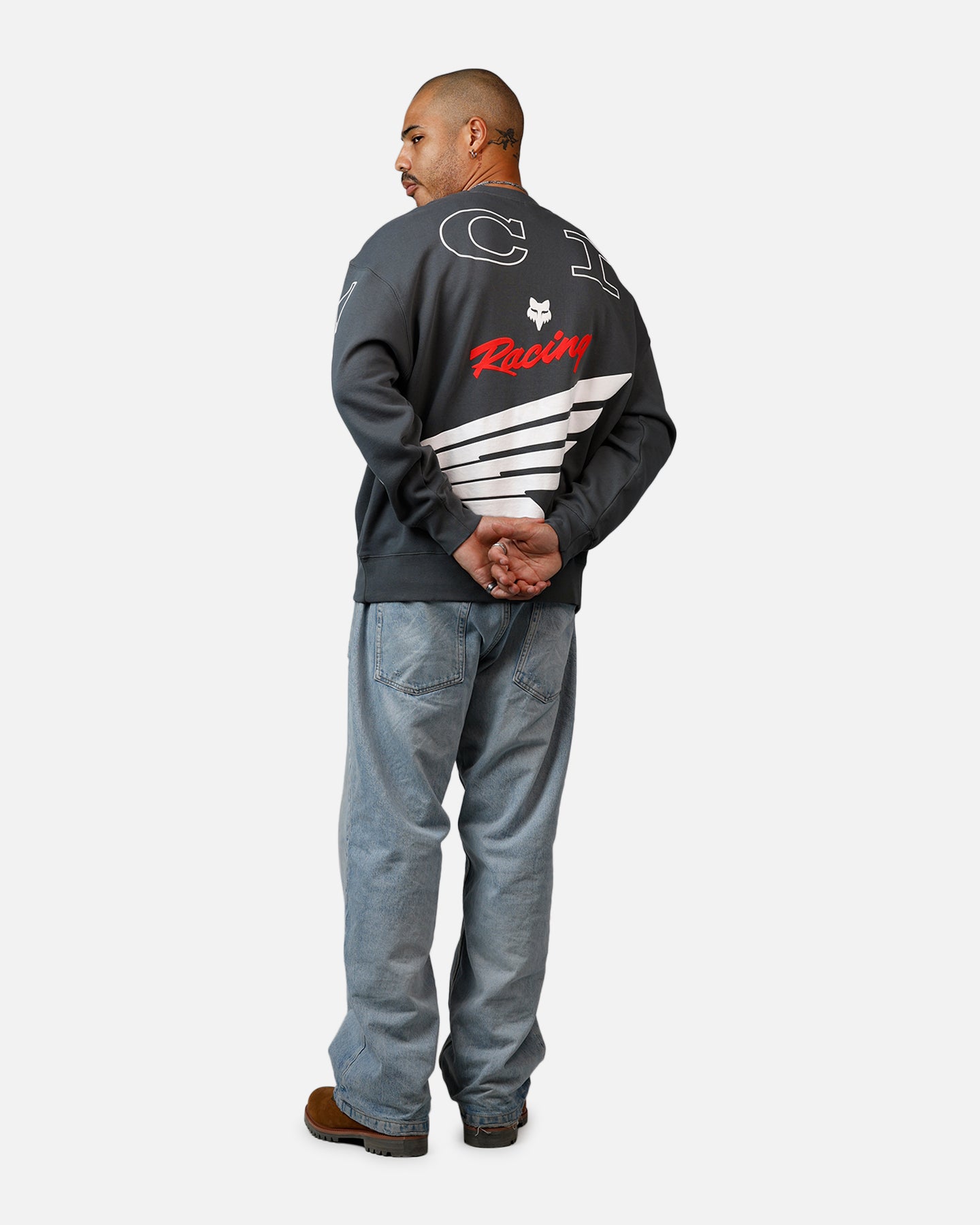 Fox Racing Honda Oversized Fleece Crewneck Dark Grey、mySite、zt4zffjzw