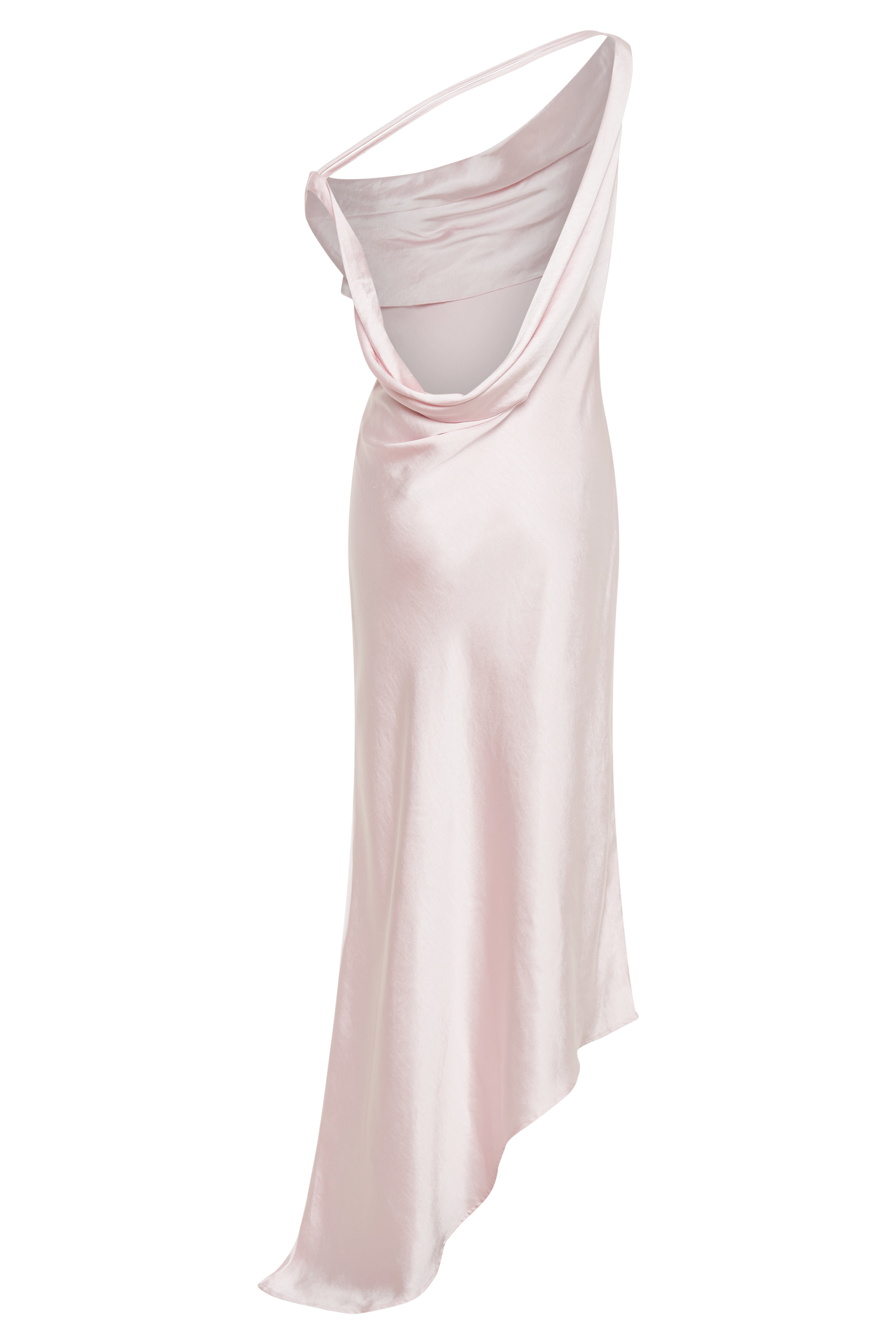 Yvette Slip Maxi Dress With Asymmetrical Hem - Pale Pink、mySite、solidvoid