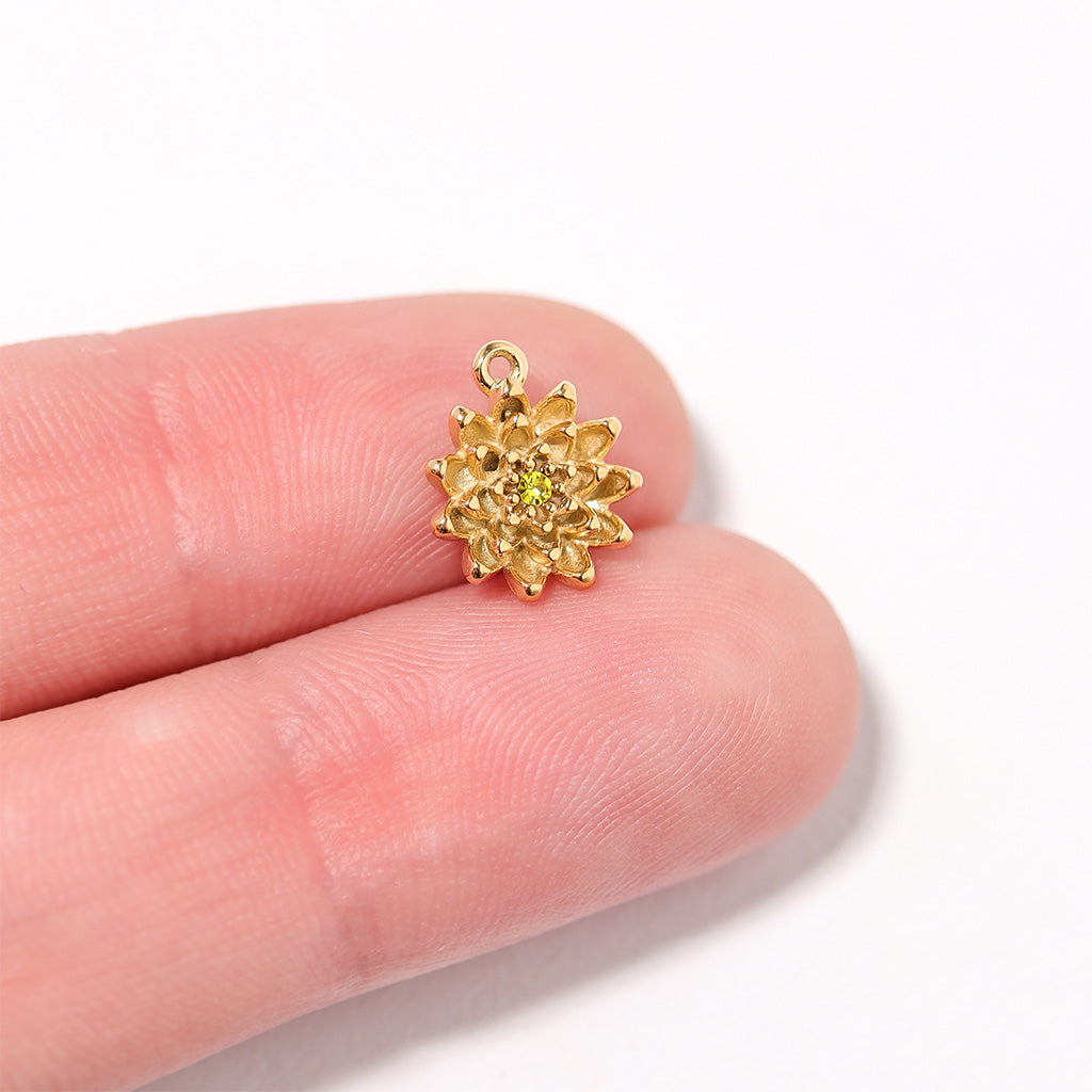 18K Gold PVD Stainless Steel Vertical 3D Birth Flower Charm / SBB0359、mySite、dreamappss