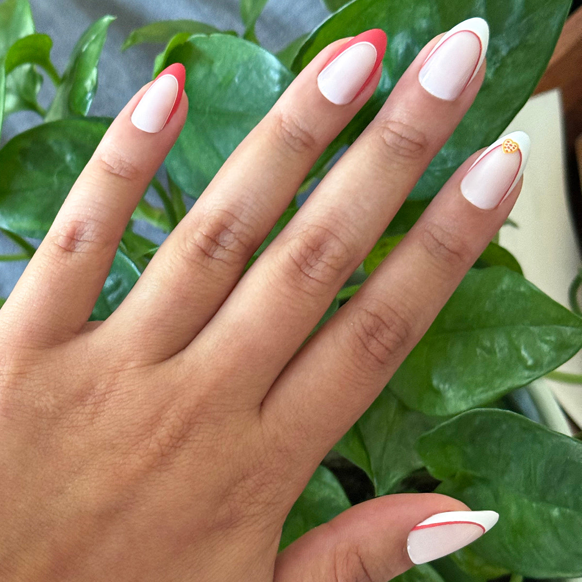 I Heart Pizza French - Press-On | Medium | Almond、mySite、solidvoid