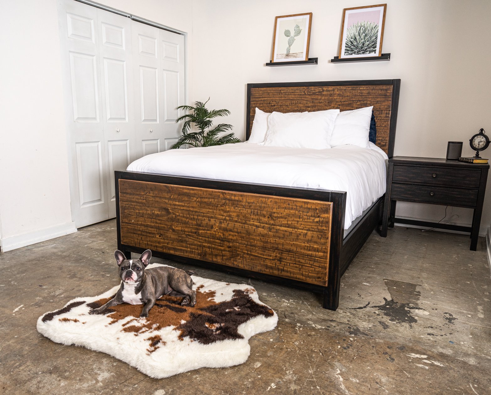 PupRug™ Junior Memory Foam Bed + Matching Waterproof Blanket Bundle - Brown Faux Cowhide、mySite、solidvoid
