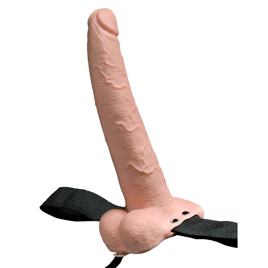 Fetish Fantasy Hollow Vibrating Rechargeable Strap-On Dildo with Balls and Harness、mySite、bottomscart