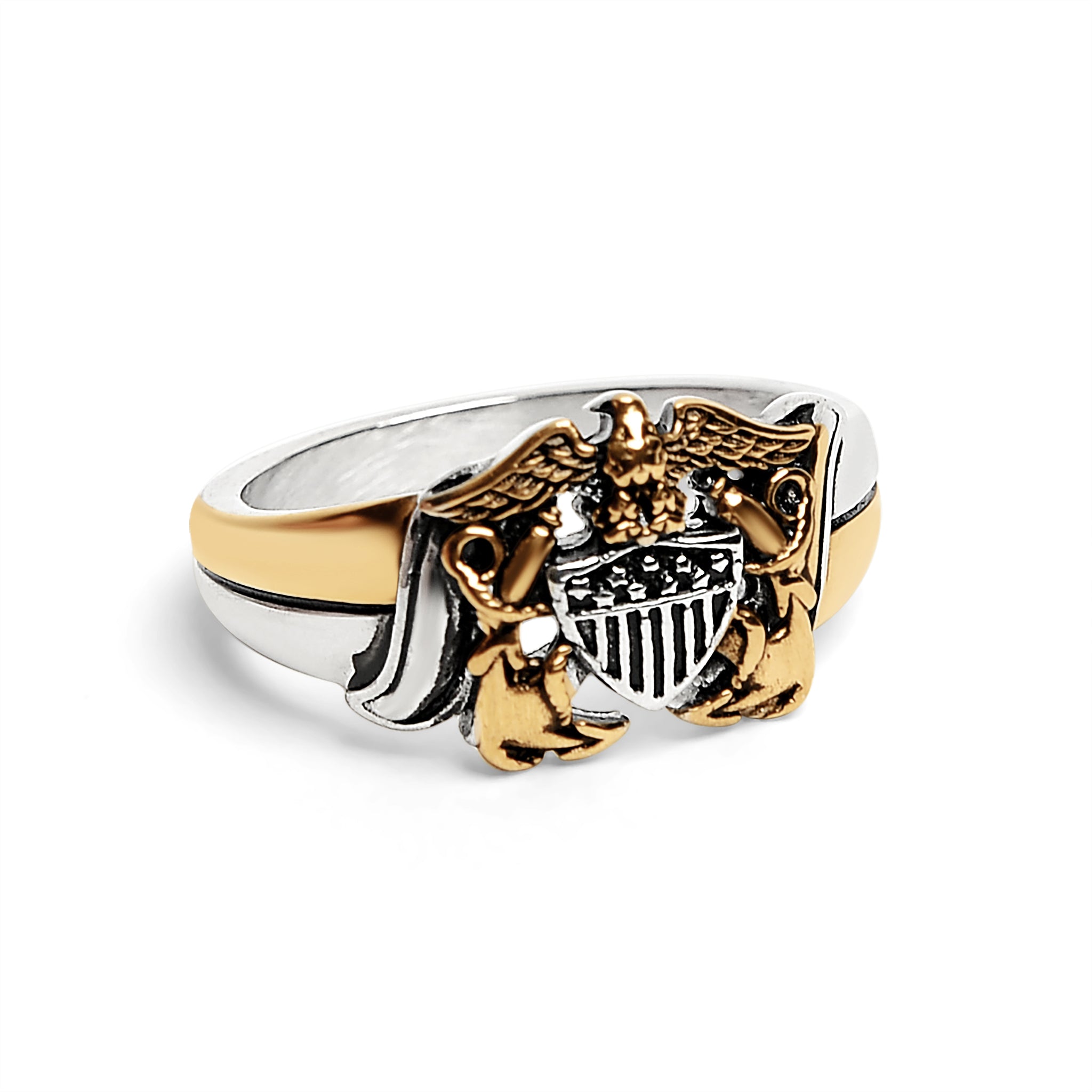 18K Gold PVD Stainless Steel United States Navy Two Tone Women's Ring / MCR6013、mySite、dreamappss