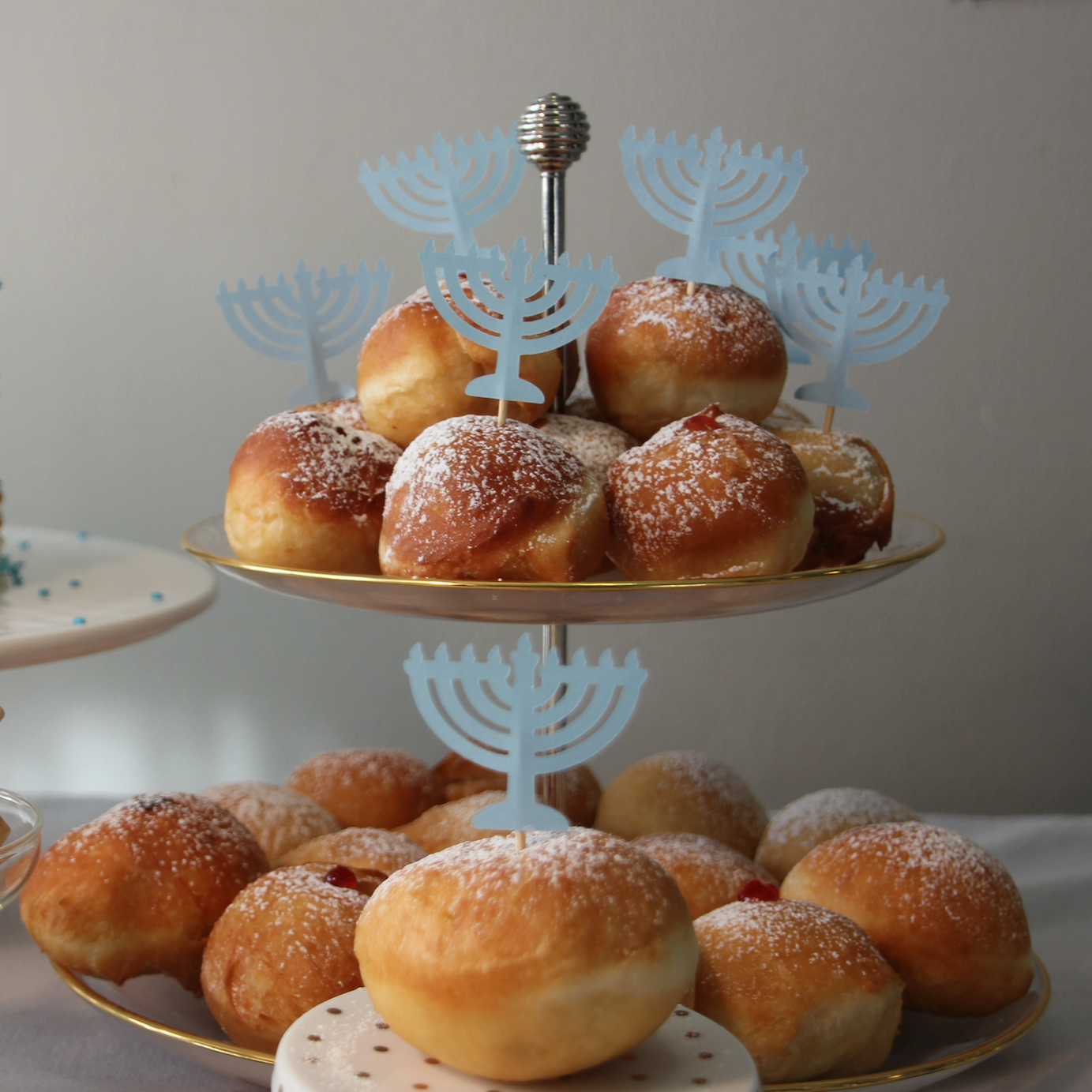 Menorah Cupcake Toppers, Light Blue - Set of 12、mySite、topwebapps