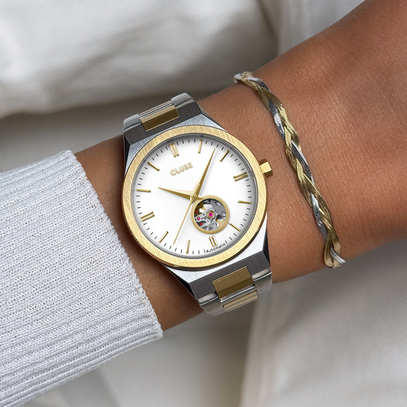  Vigoureux Automatic Watch Steel, White, Two-Tone