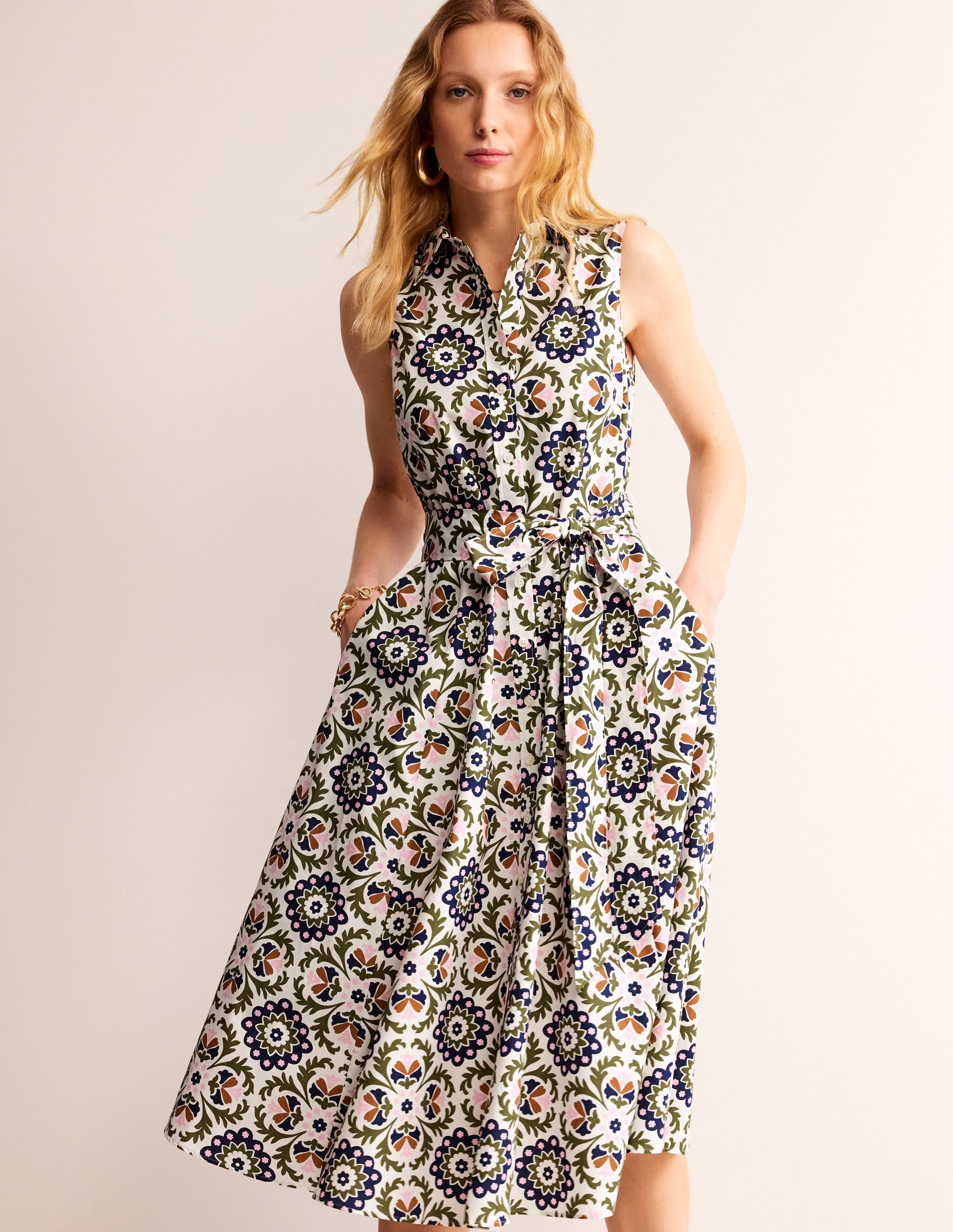  Amy Sleeveless Shirt Dress-Mayfly, Mosaic Bloom、mySite、ashleygrahame