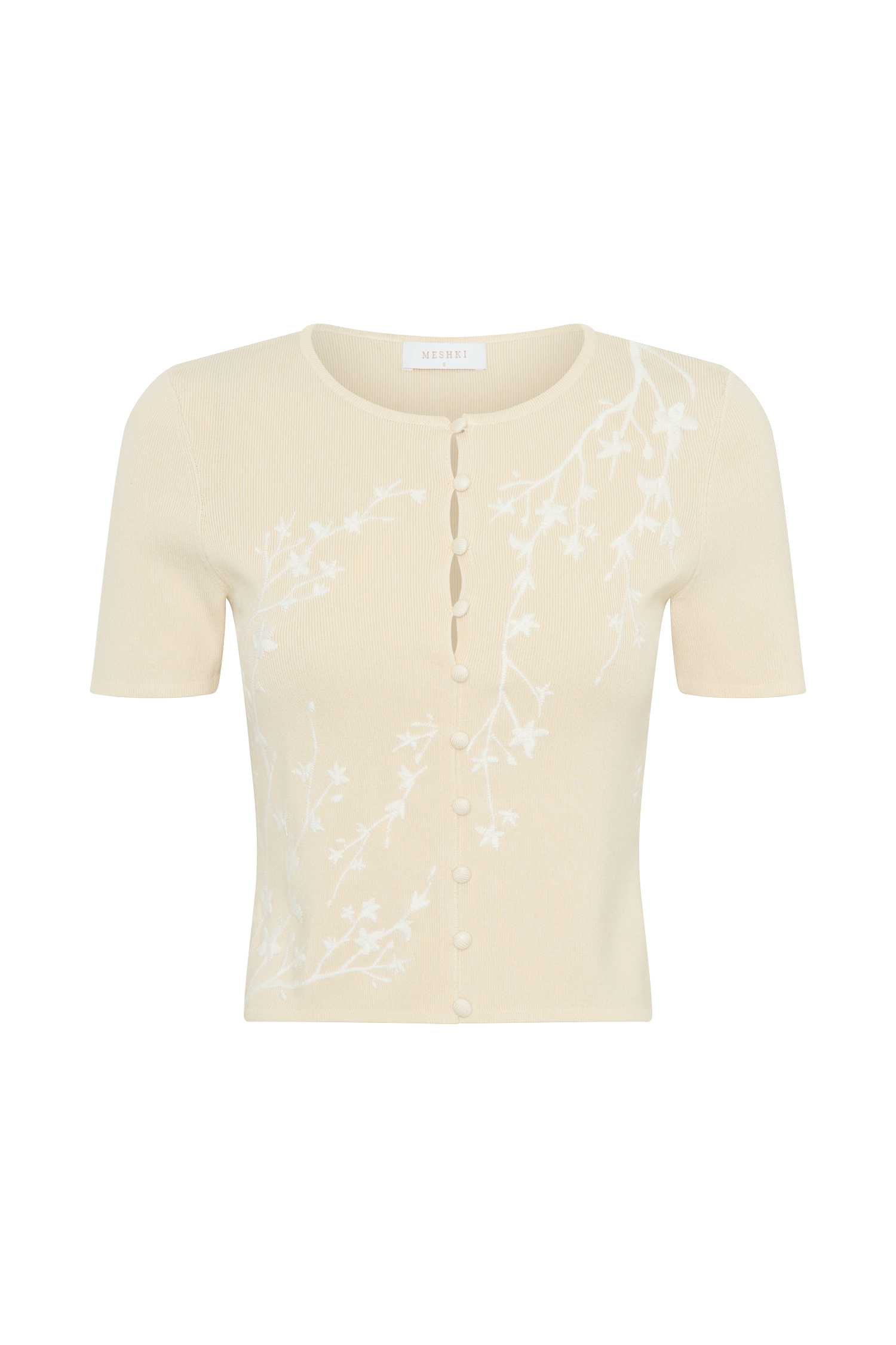 Monroe Embroidered Knit Top - Cream And Ivory、mySite、solidvoid
