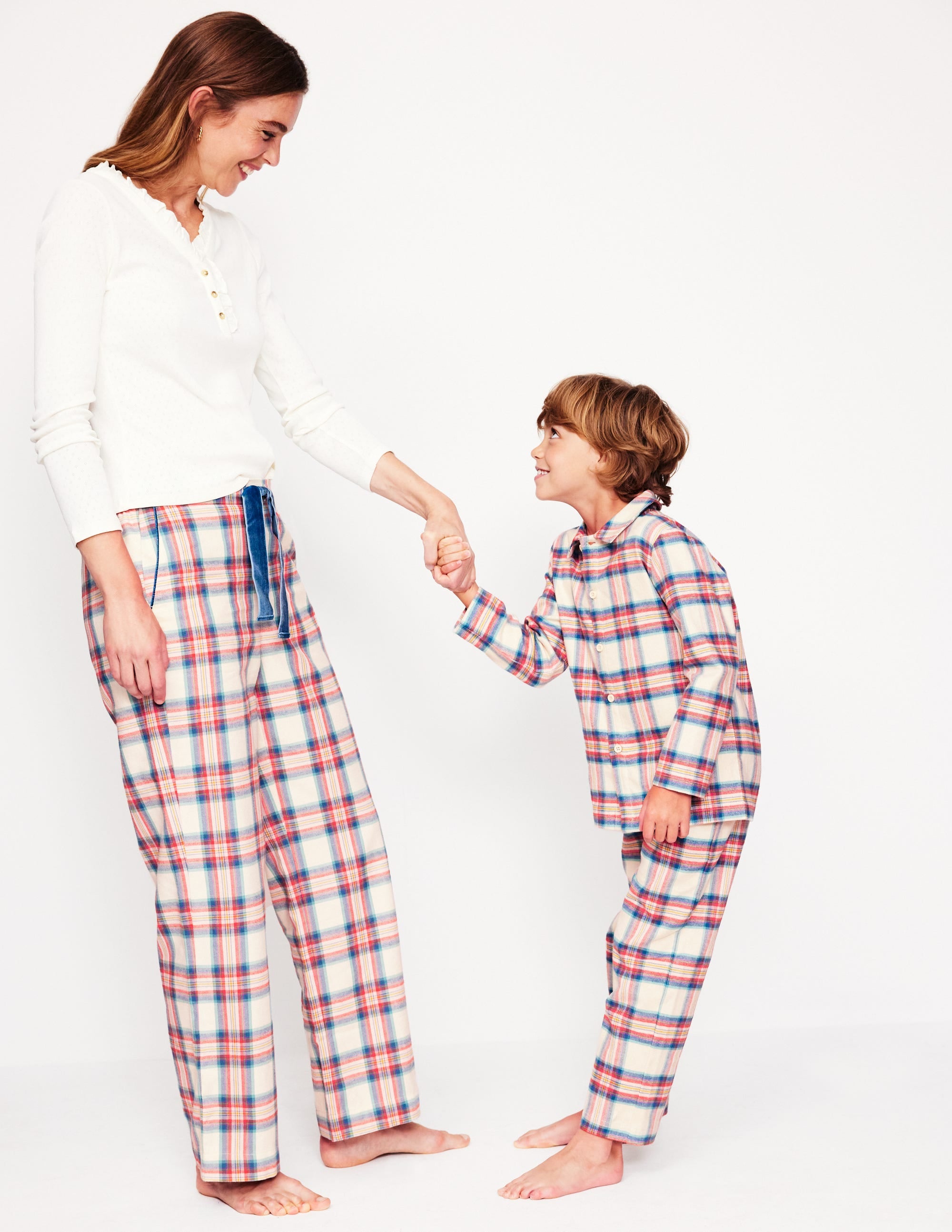  Brushed Cotton Pajama Pants-Eggnog & Orange Check、mySite、ashleygrahame