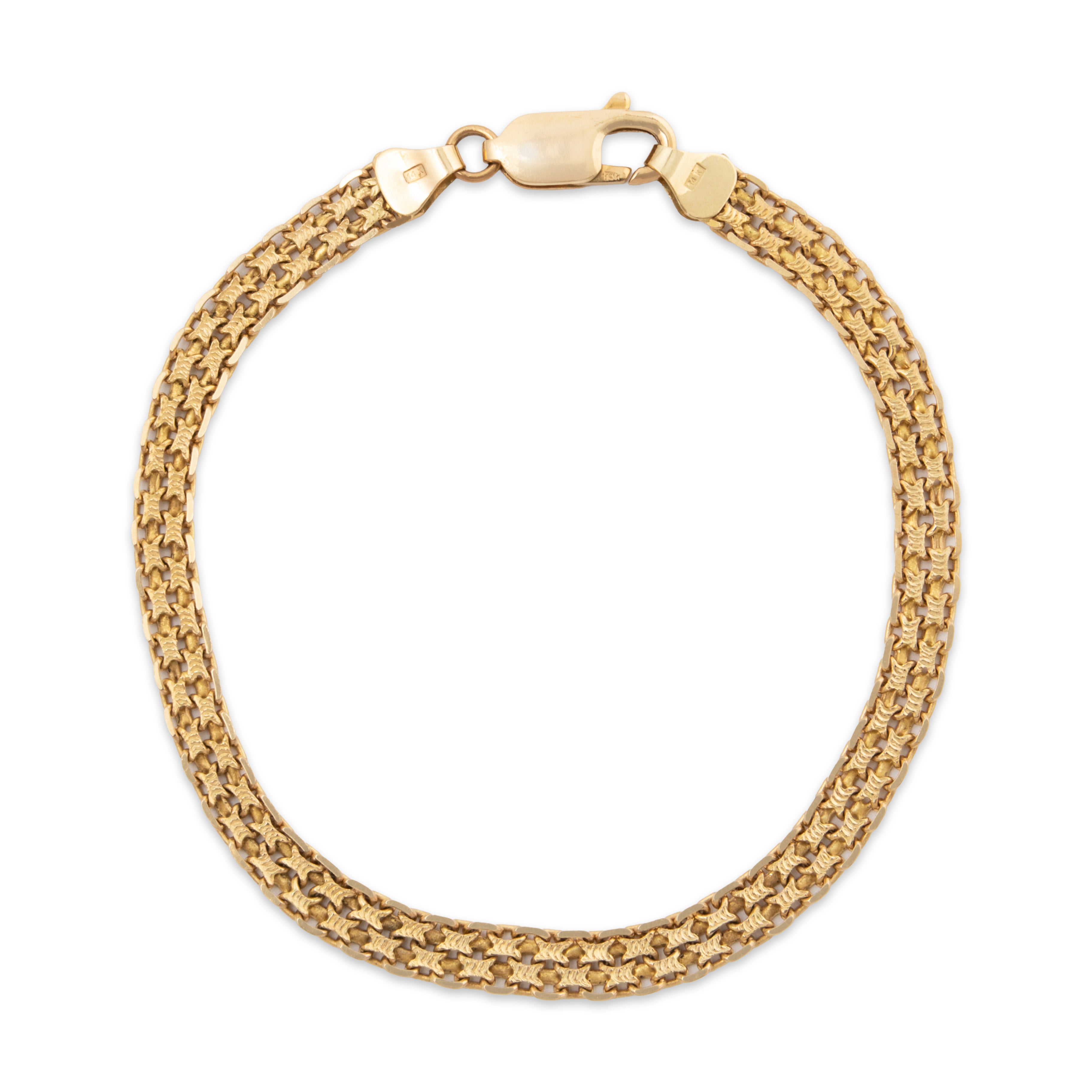 Vintage Italian 14k Yellow Gold Flat Chain Bracelet 7、mySite、hinf8tx79