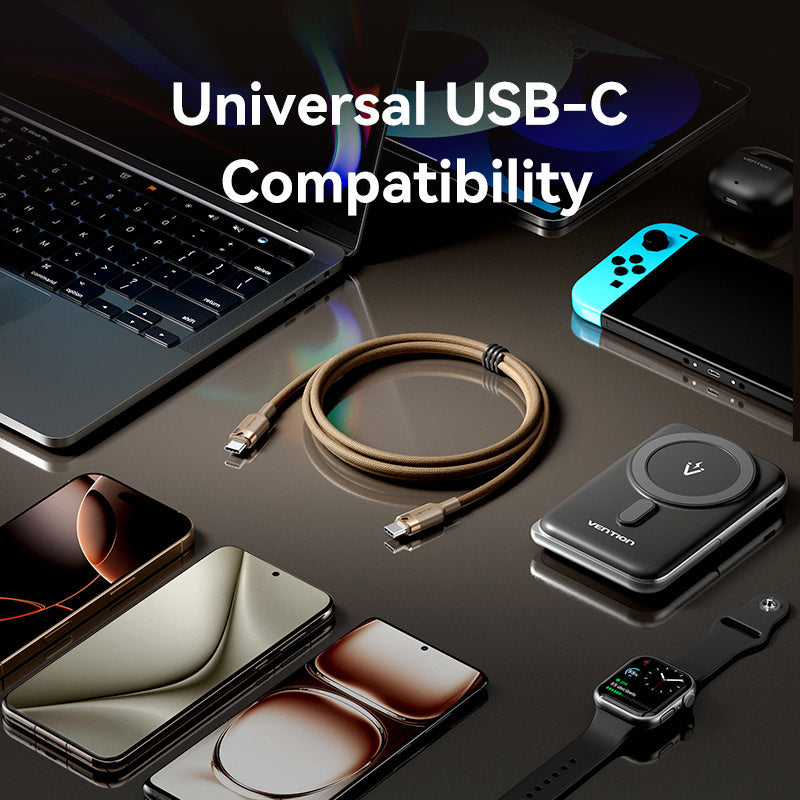 Vention USB 2.0 Type-C Male to Type-C Male 3A Cable Gold Aluminum Alloy Type、mySite、fannypackpong