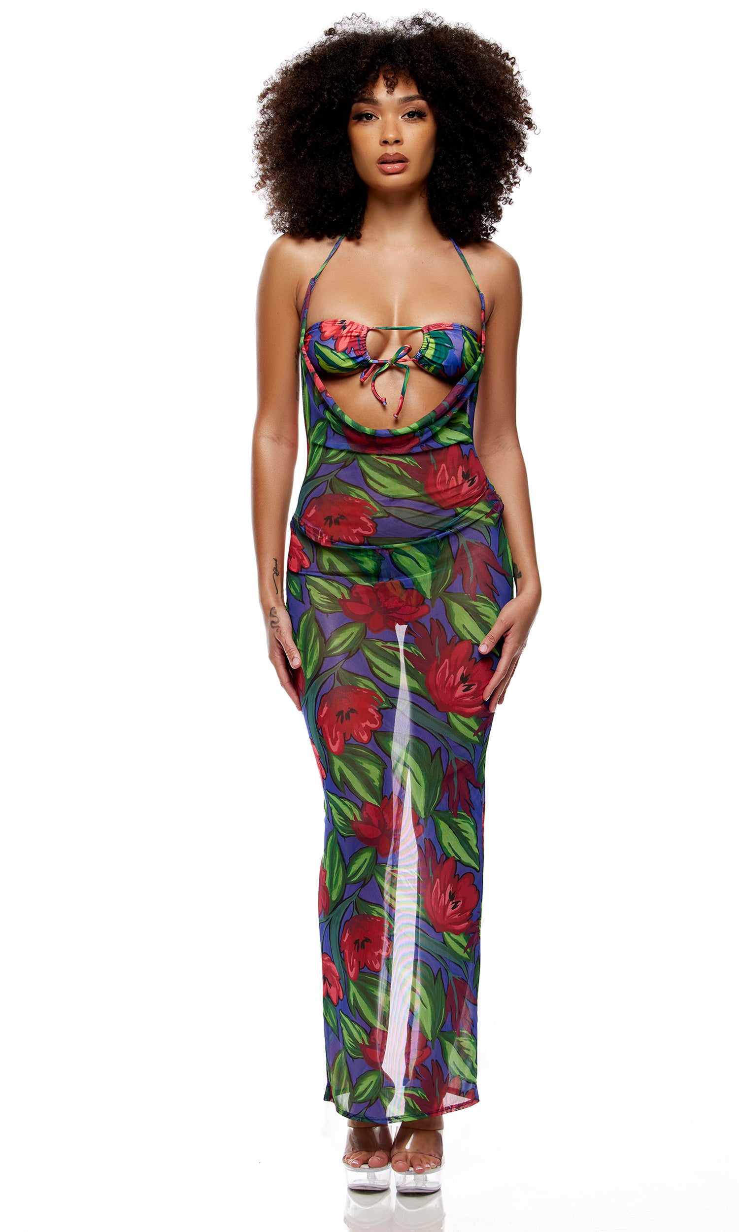 Amalfi Mesh Pool Maxi Dress - Painted Flora、mySite、bengalsvssteelers
