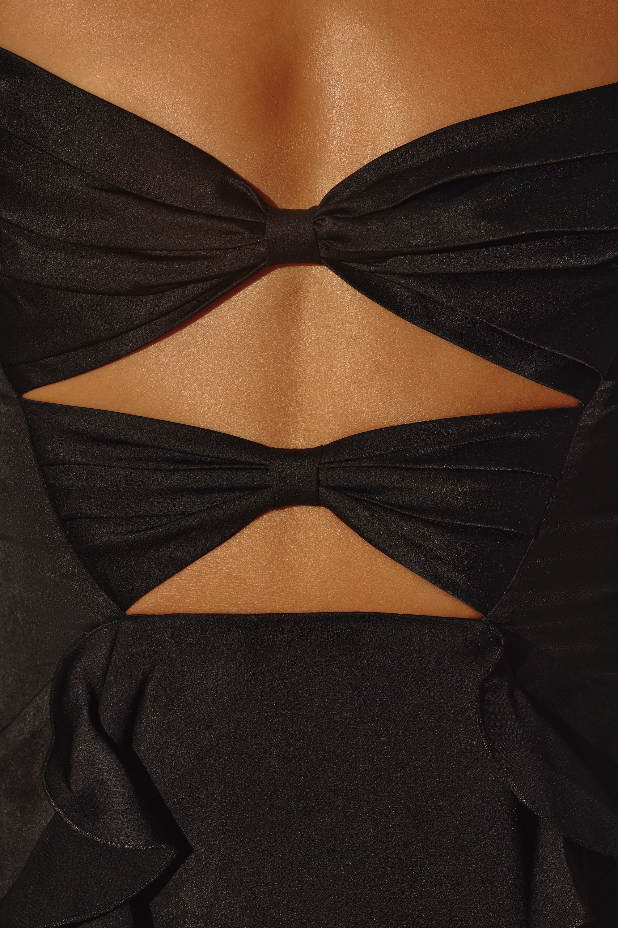 Long Sleeve Bow Mini Dress in Black、mySite、solidvoid