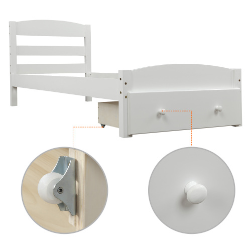 Platform Twin Bed Frame with Storage Drawer and Wood Slat Support No Box Spring Needed, Espresso、、casual