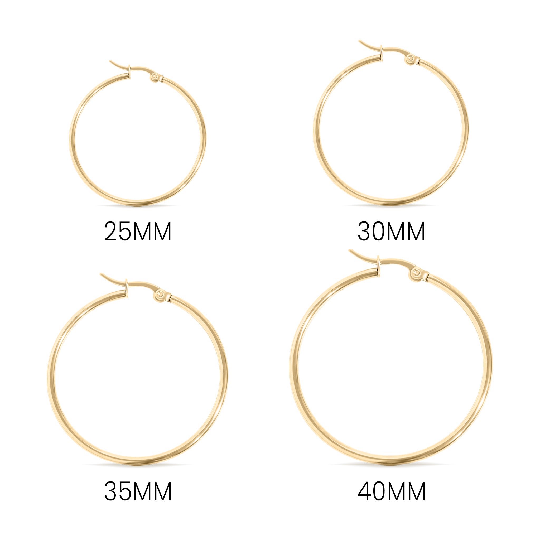 18K Gold PVD Stainless Steel Round Tube Hoop Earrings / ERJ2138、mySite、dreamappss