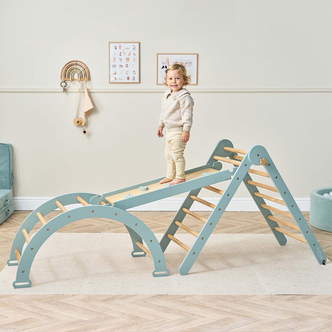  Tutti Bambini Scala Montessori 3 In 1 Pikler Climbing Frame With Climbing Wall - Ocean Stone、mySite、merchandisen