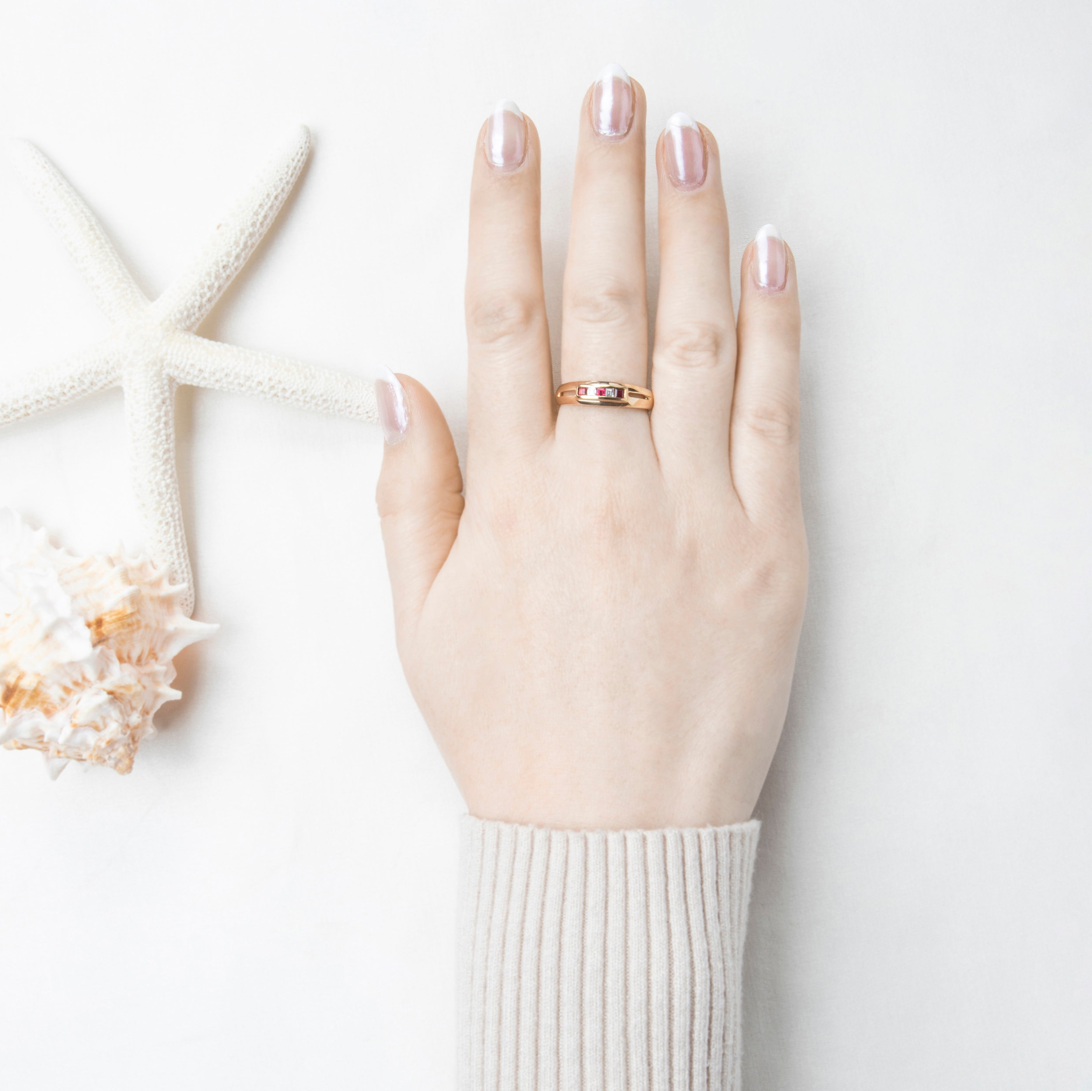 Vintage 14k Yellow Gold Ruby Diamond Line Ring 9.50、mySite、hinf8tx79