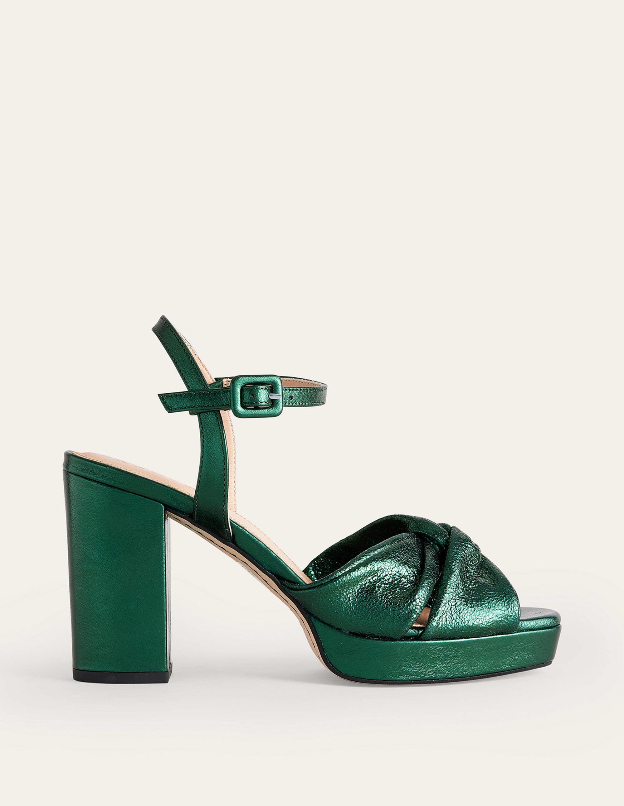  Twist Front Platform Sandals-Winter Green Metallic Leather、mySite、ashleygrahame
