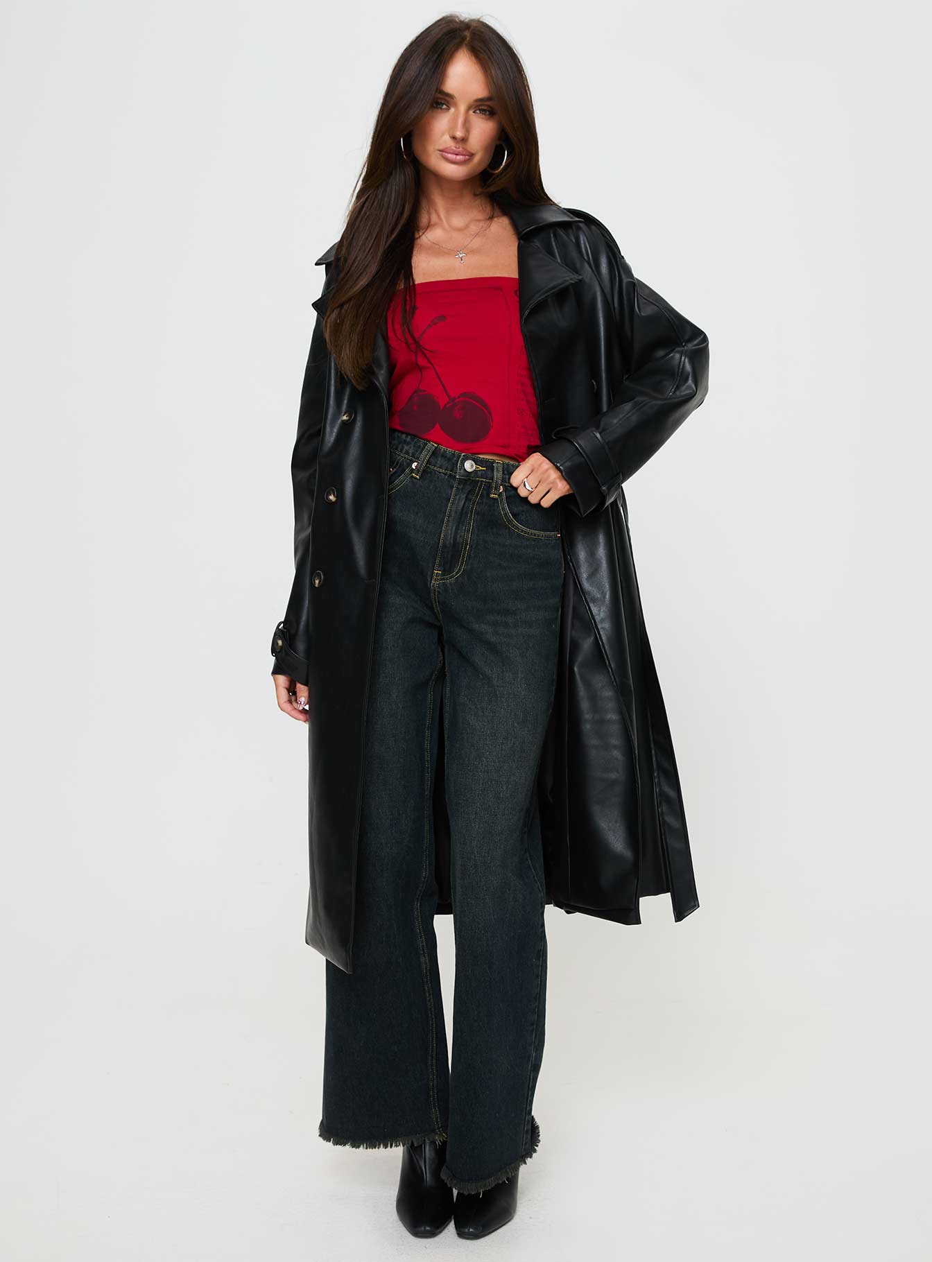 Neo Faux Leather Trench Onyx、mySite、solidvoid