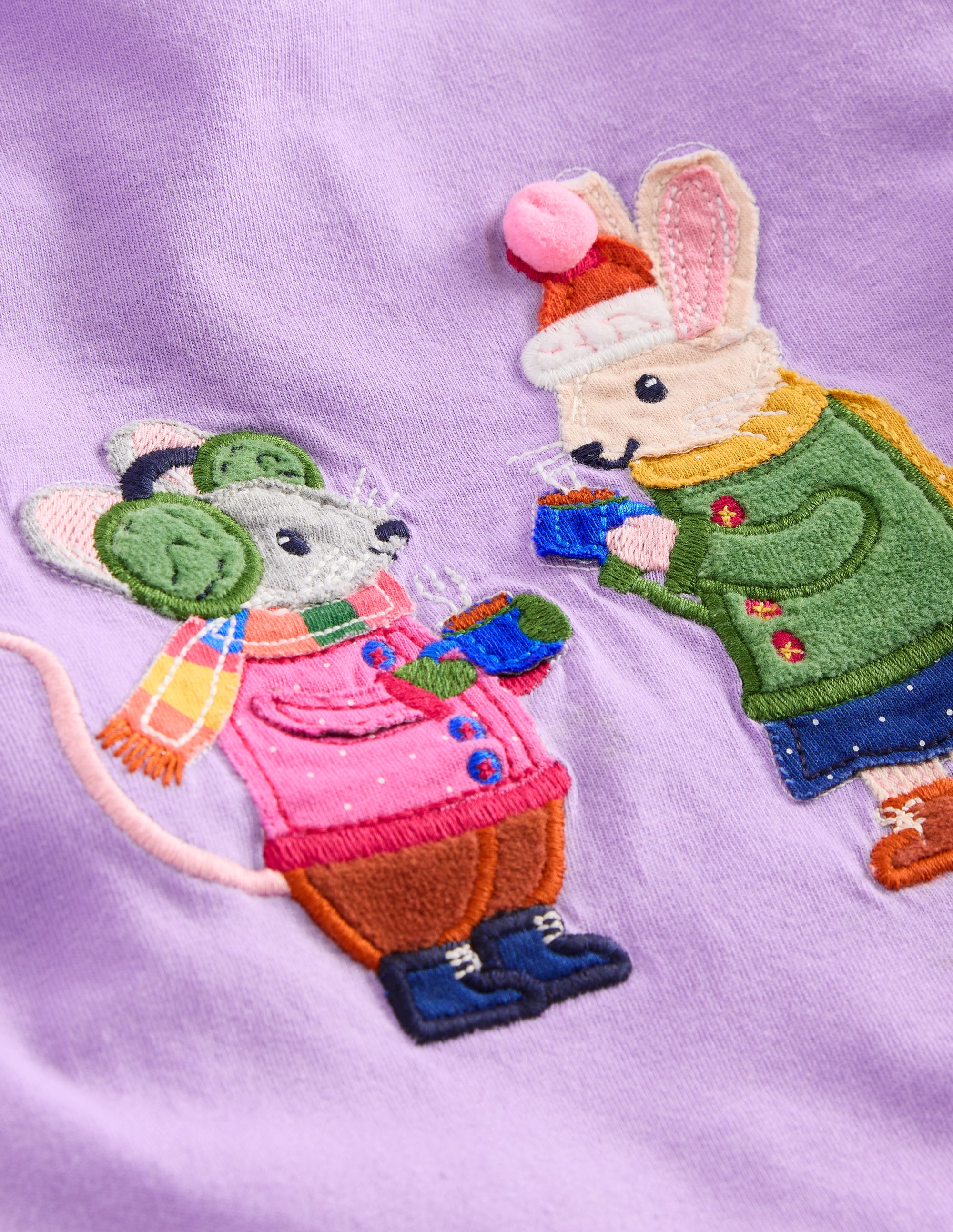  Appliqué Long Sleeve Top-Aster Purple Woodland Friends、mySite、ashleygrahame