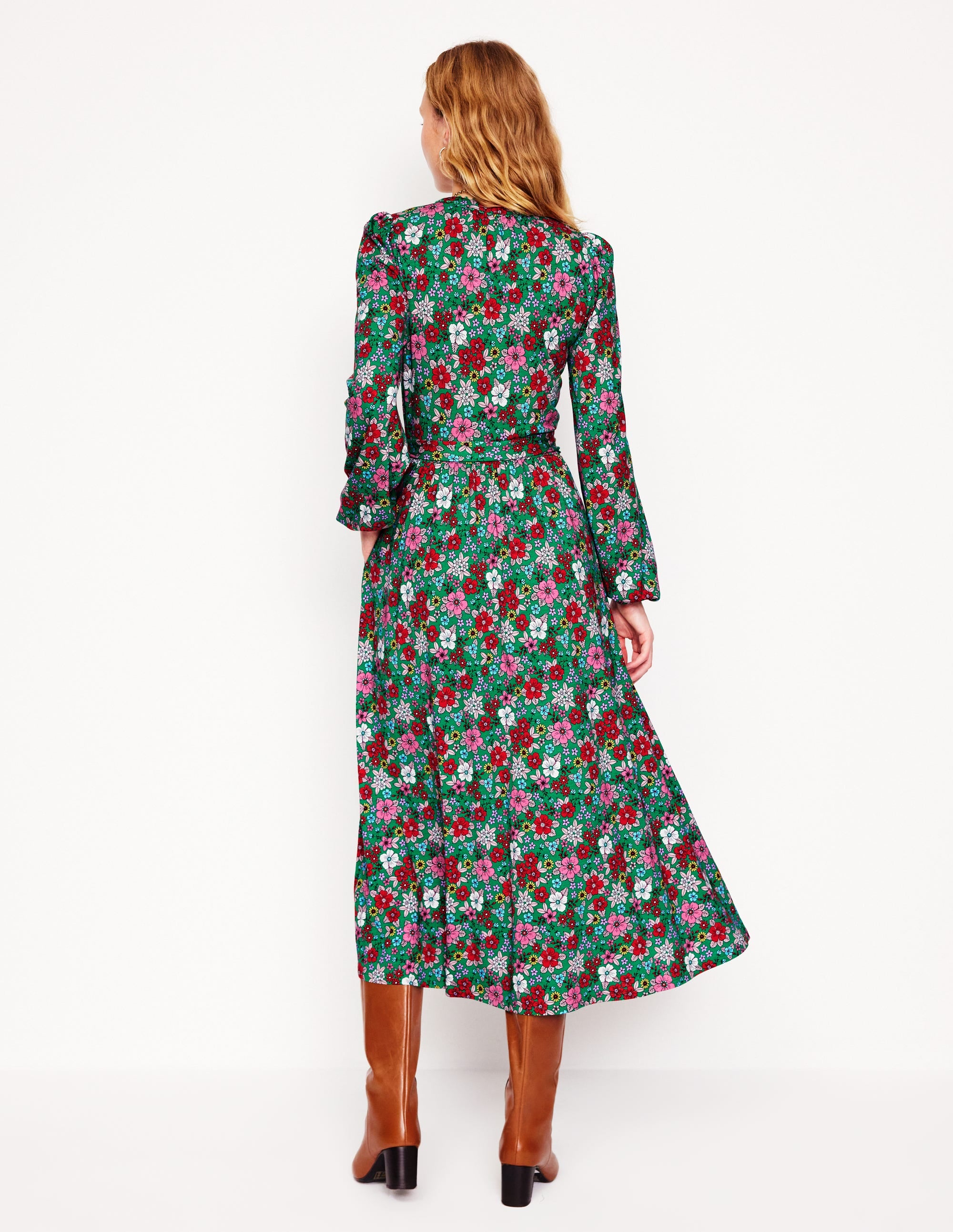  Maeve Trim Jersey Midi Dress-Rich Emerald, Blossom Scatter、mySite、ashleygrahame