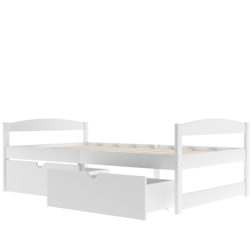 Twin size platform bed, with two drawers, gray、、casual