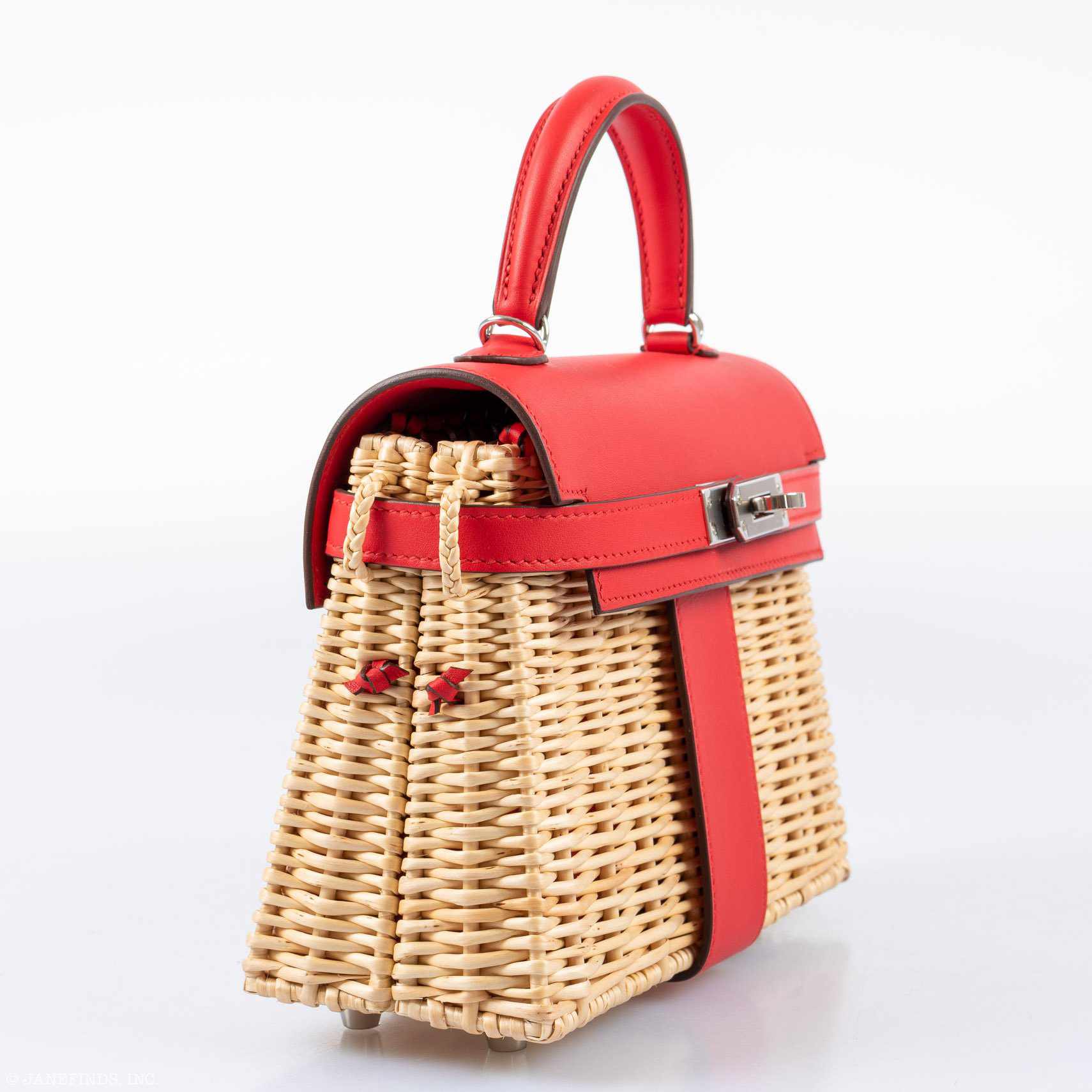 Hermès Mini Picnic Kelly 20 Rouge de Coeur Swift and Osier Wicker Palladium Hardware、mySite、garminoutage.com