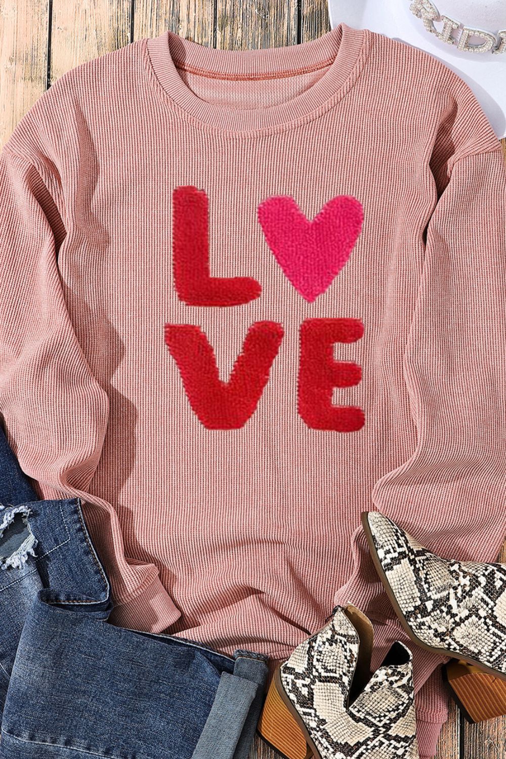  Valentine’s Day LOVE Round Neck Long Sleeve Sweatshirt、mySite、justintrudeaud