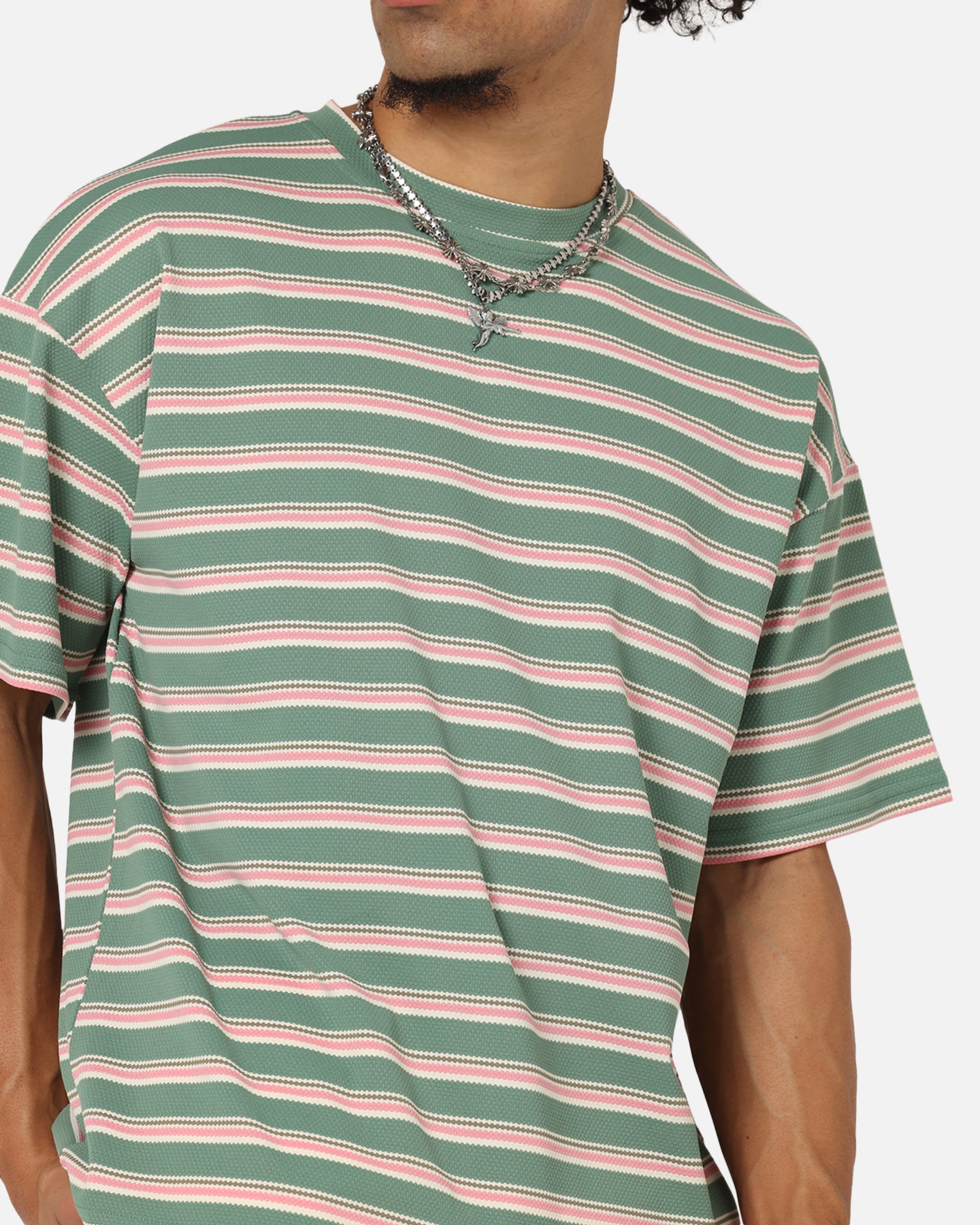 XXIII Standard Stripe T-Shirt Green/Pink、mySite、zt4zffjzw