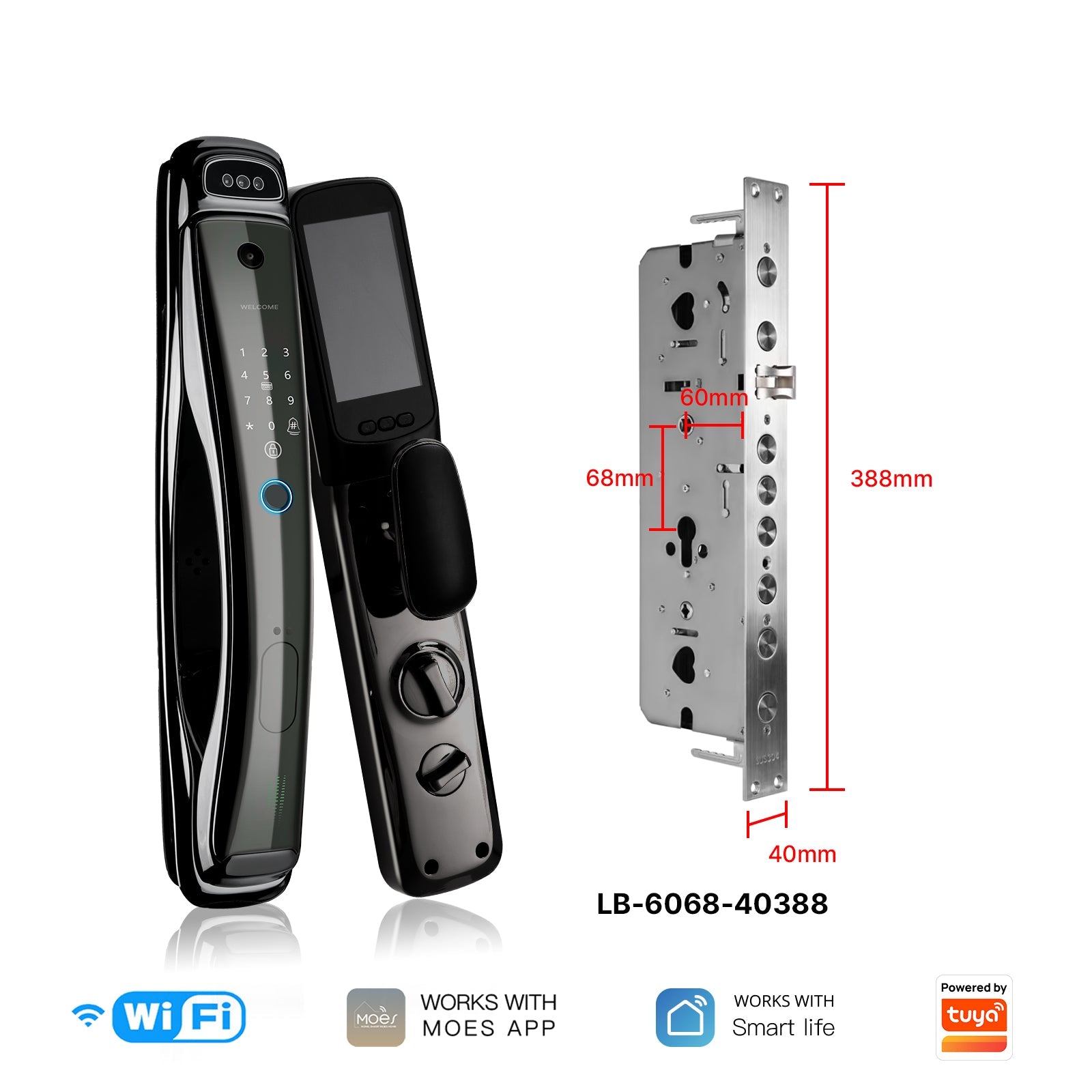 WiFi Smart Security Door Lock 3D Face Recognition Fingerprint Wake Infrared Night Vision、mySite、fannypackpong