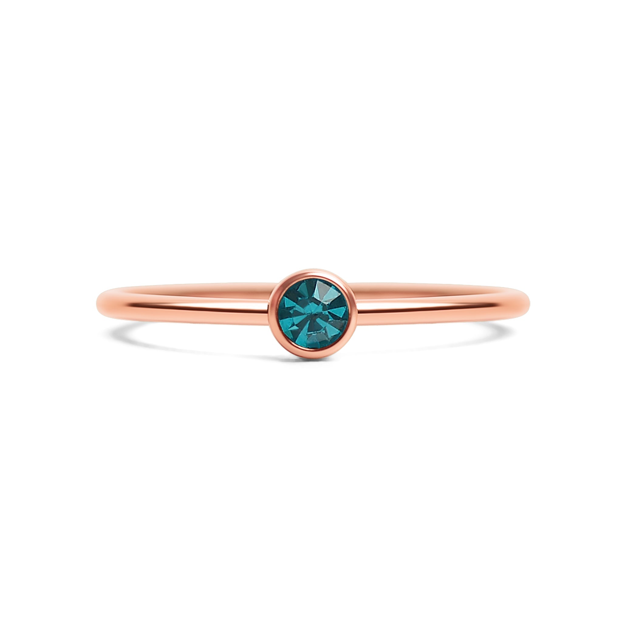 18K Rose Gold PVD Stainless Steel Birthstone Stacking Ring Size 3 / ZRJ1002、mySite、dreamappss