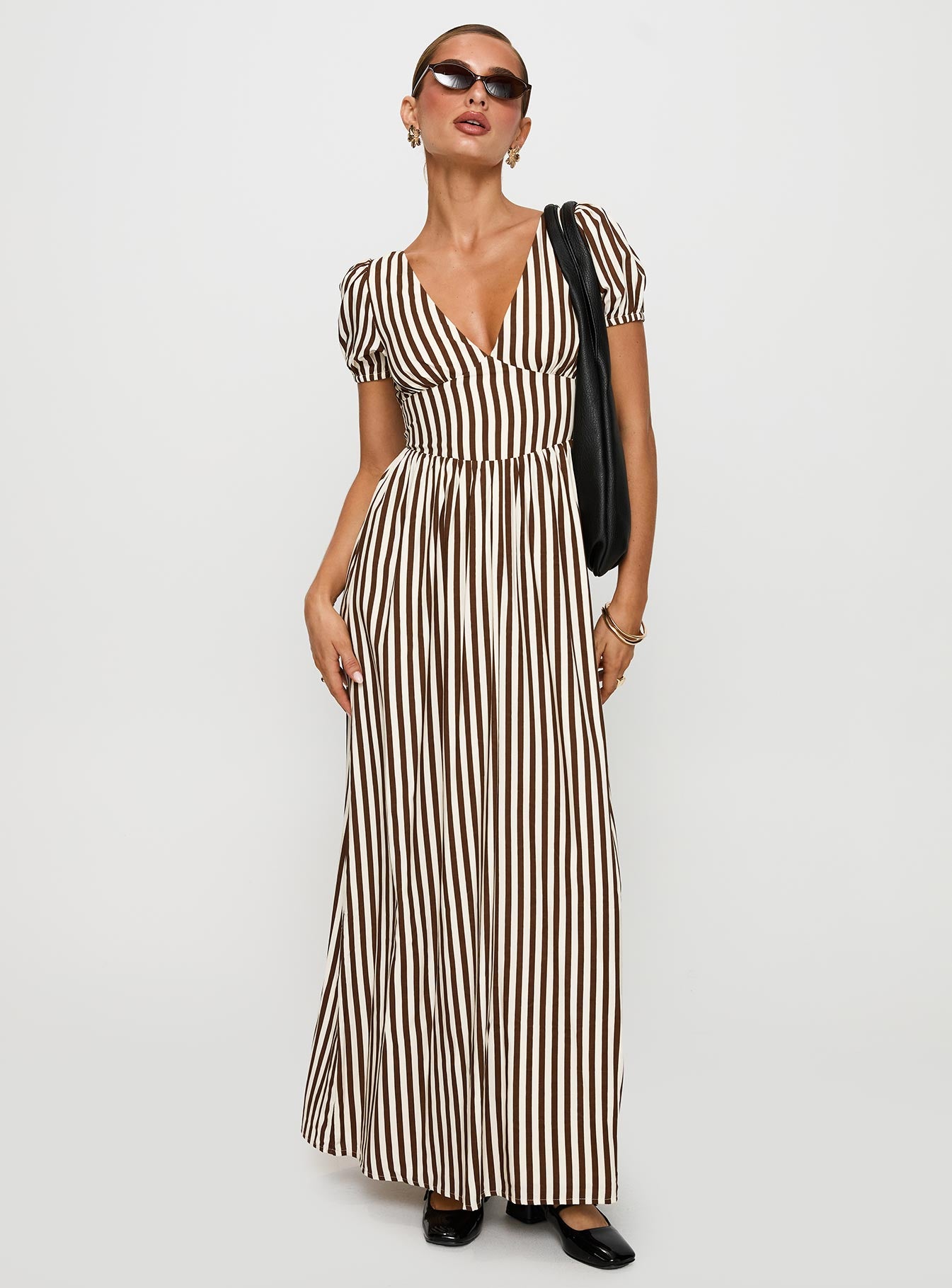 Collyns Maxi Dress Beige Pinstripe、mySite、solidvoid