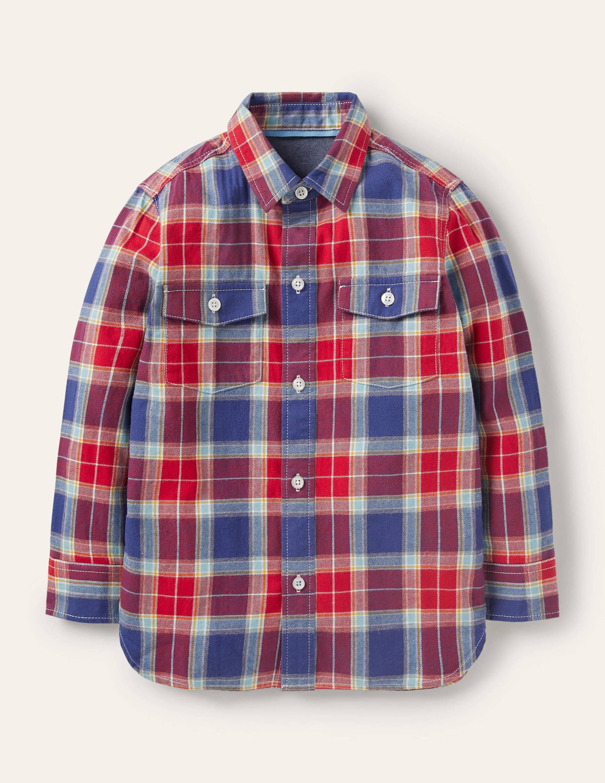  Cosy Brushed Check Shirt-Rockabilly Red/Starboard Blue、mySite、ashleygrahame