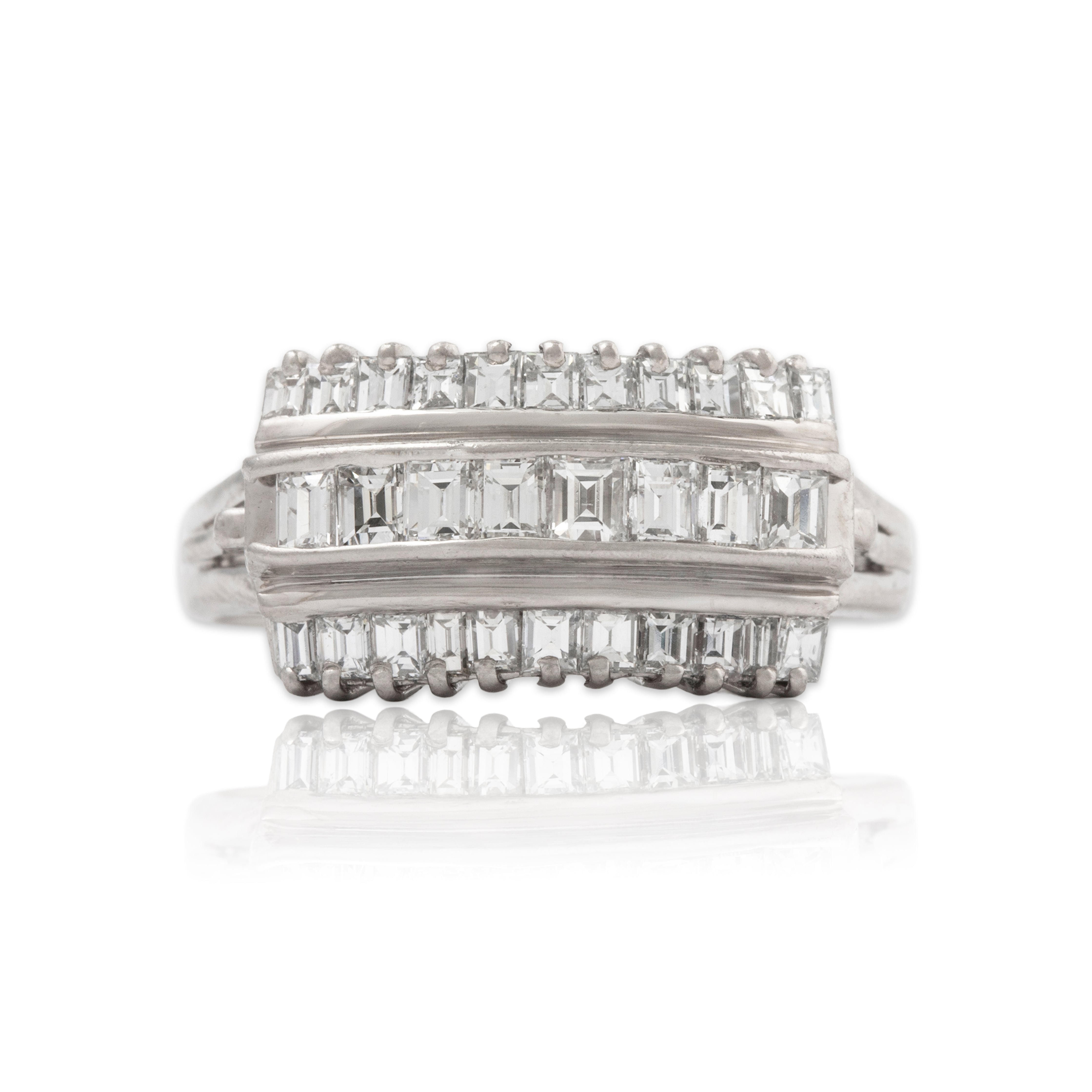 Vintage Platinum 1cttw Diamond Channels of Light Statement Ring 7.25、mySite、hinf8tx79