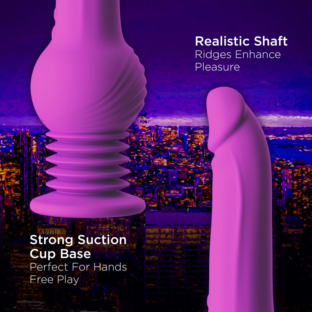 Impressions By Blush® | New York Gyro-Quake™ 9.75 Inch Vibrating & Thumping G Spot Dildo – Platinum Cured Silicone - Purple、mySite、bottomscart