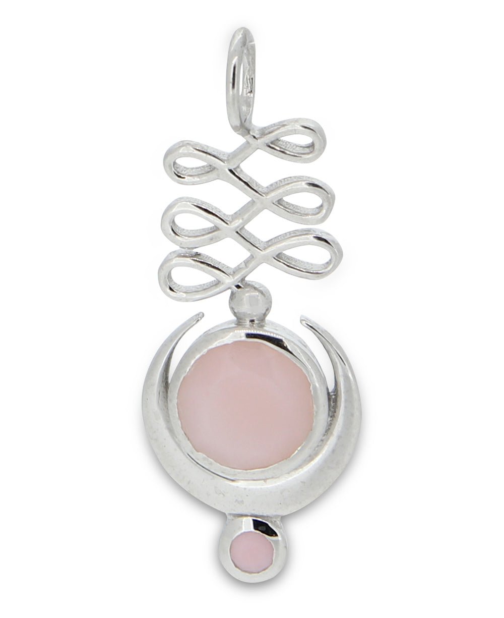 Pink Opal Sterling Silver Unalome Moon Pendant、mySite、topwebapps