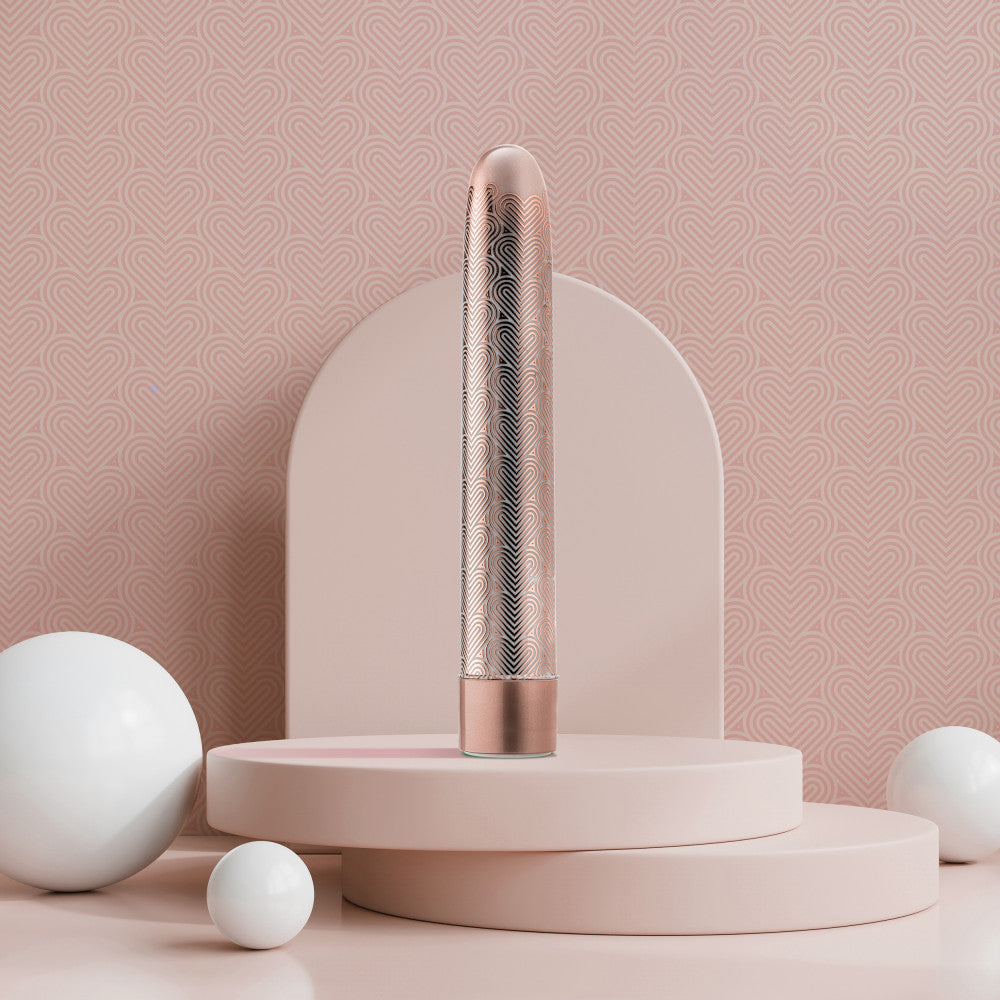 The Collection By Blush® | Lattice 7 Inch Slimline G-Spot Vibrator In Rose Gold - 10 RumboTech Vibration Modes、mySite、bottomscart