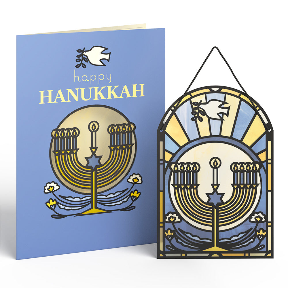 Happy Hanukkah Menorah Suncatcher Card、mySite、solidvoid