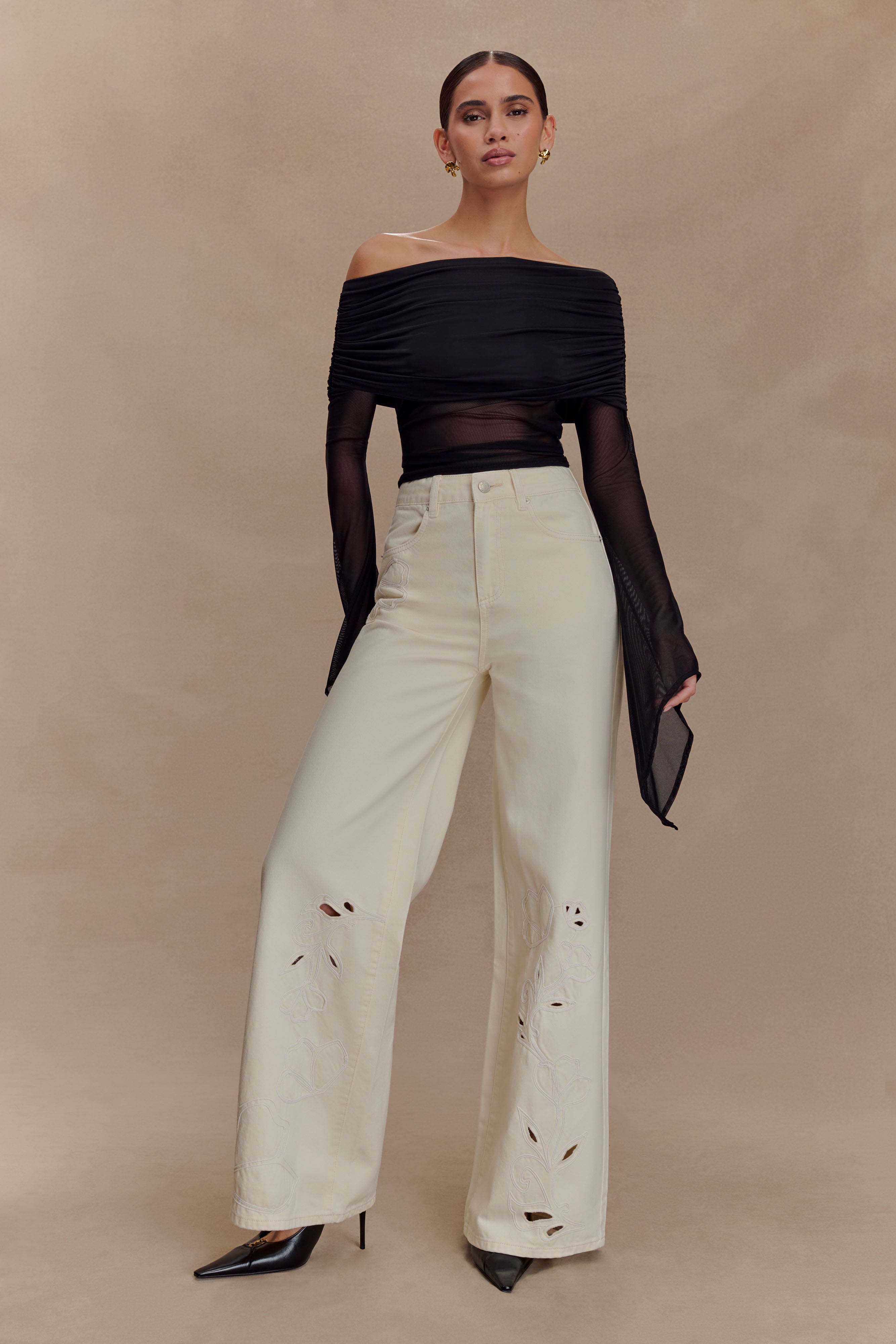 Dahlia One Shoulder Top - Black、mySite、solidvoid