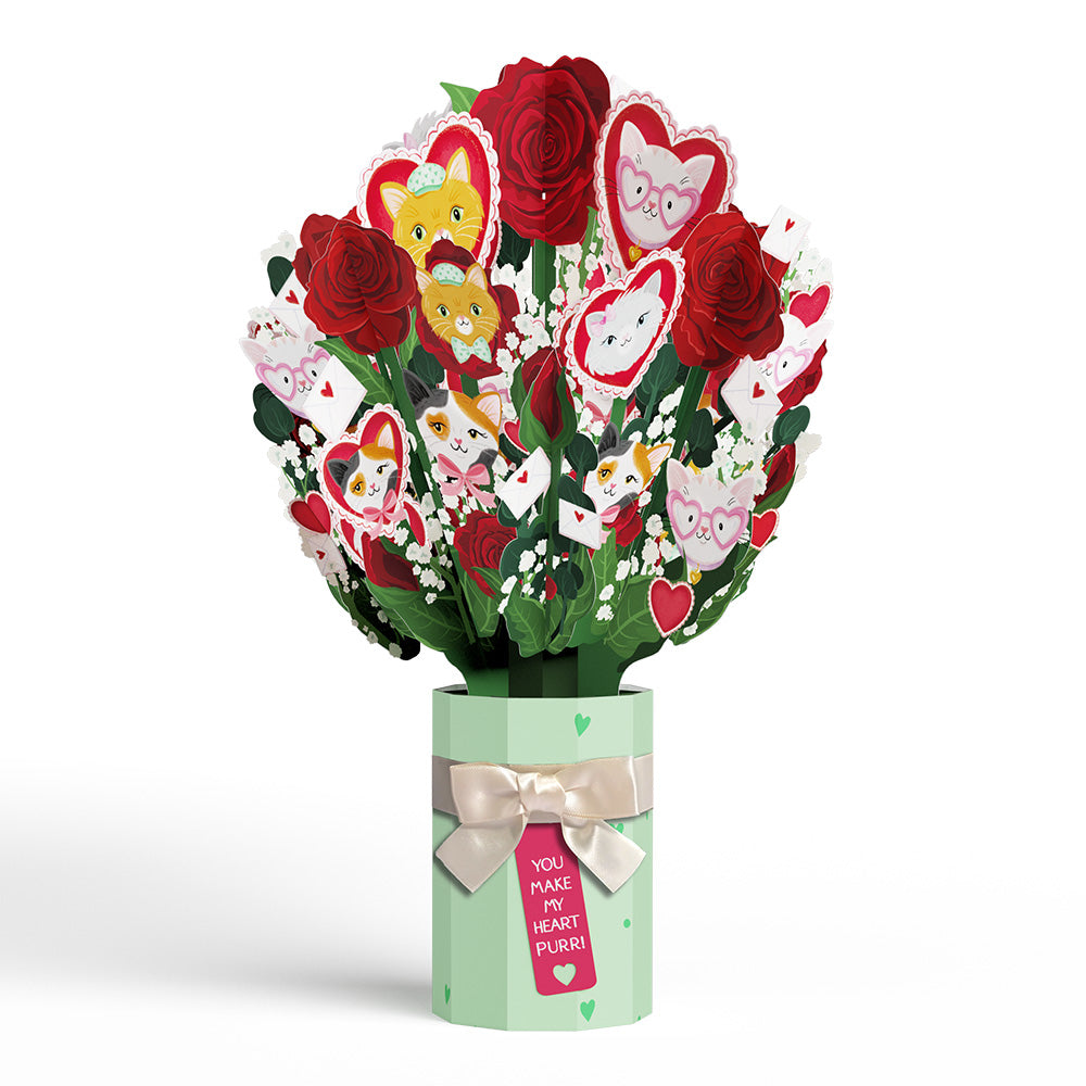'Happy Valentine's Day' Love Cat Plushpop Card & Bouquet Bundle、mySite、solidvoid