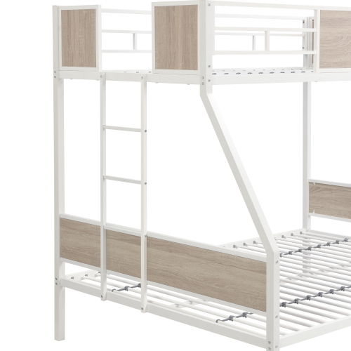 Twin Over FULL Metal Bunk Bed with 2 - Side Ladder and Full-Length Guardrail, No Box Spring Needed, Large Under Bed Storage, Easy Assemble , Black & Brown、、casual
