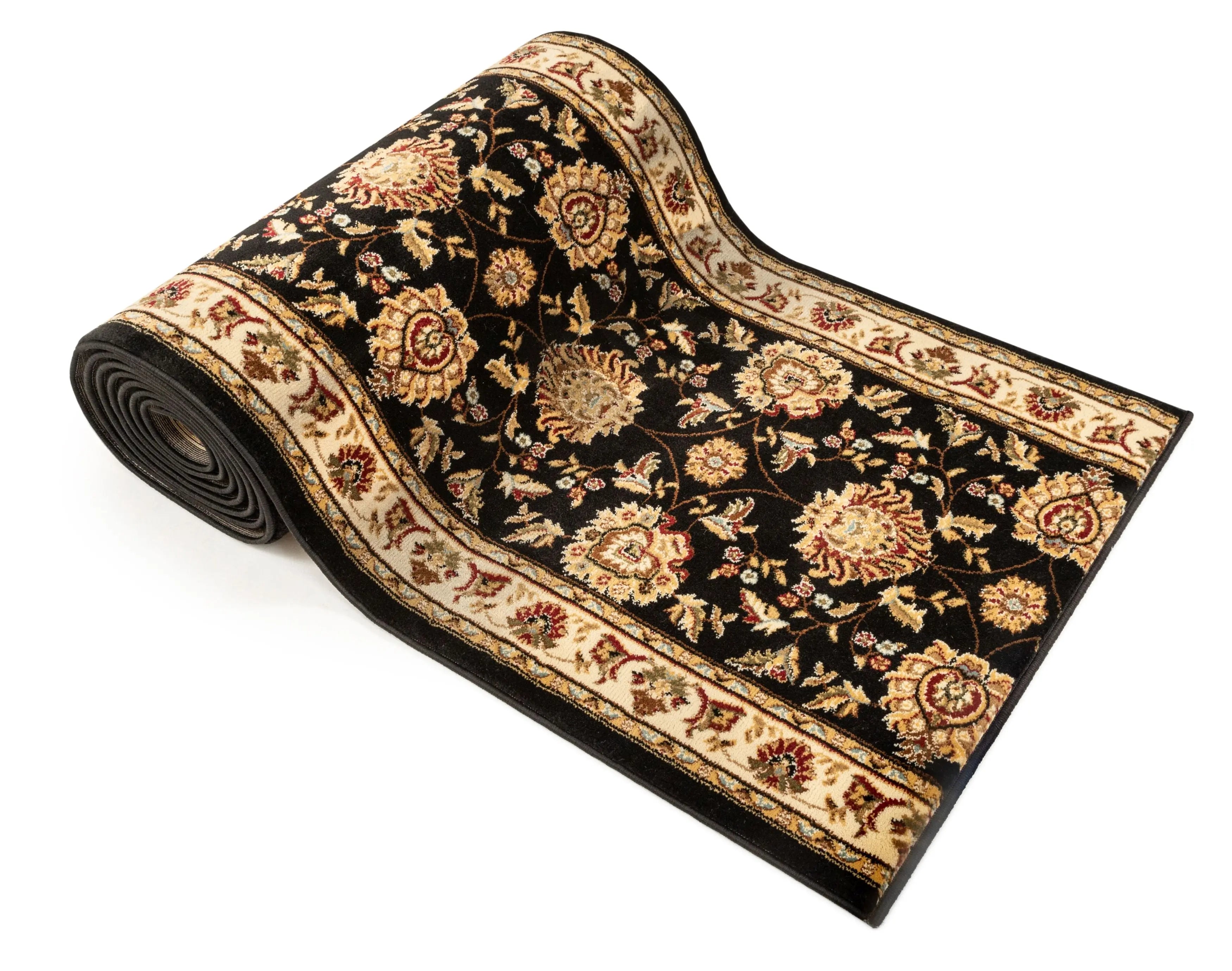 Abbasi Custom Size Runner Traditional Black Choose Your Width x Choose Your Length Hallway Runner Rug、mySite、gigharbornorthrealestate