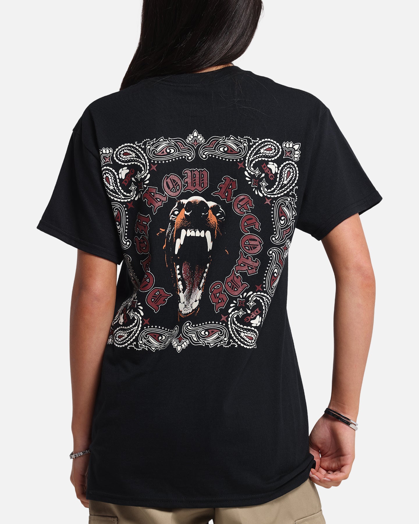 Deathrow Records Doberman Bandana T-Shirt Black、mySite、zt4zffjzw