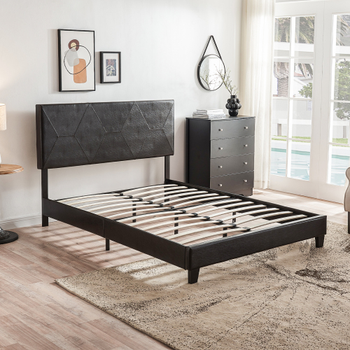 King Size Upholstered Platform Bed Frame with Button Tufted Linen Fabric Headboard, No Box Spring Needed, Wood Slat Support, Easy Assembly, Gray、、casual