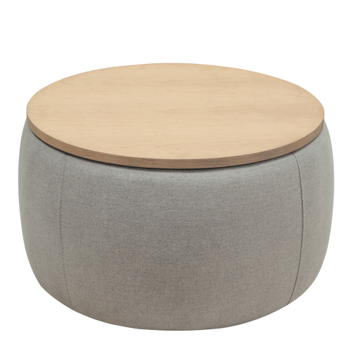Round Storage Ottoman, 2 in 1 Function, Work as End table and Ottoman, Navy (25.5"x25.5"x14.5")、、casual