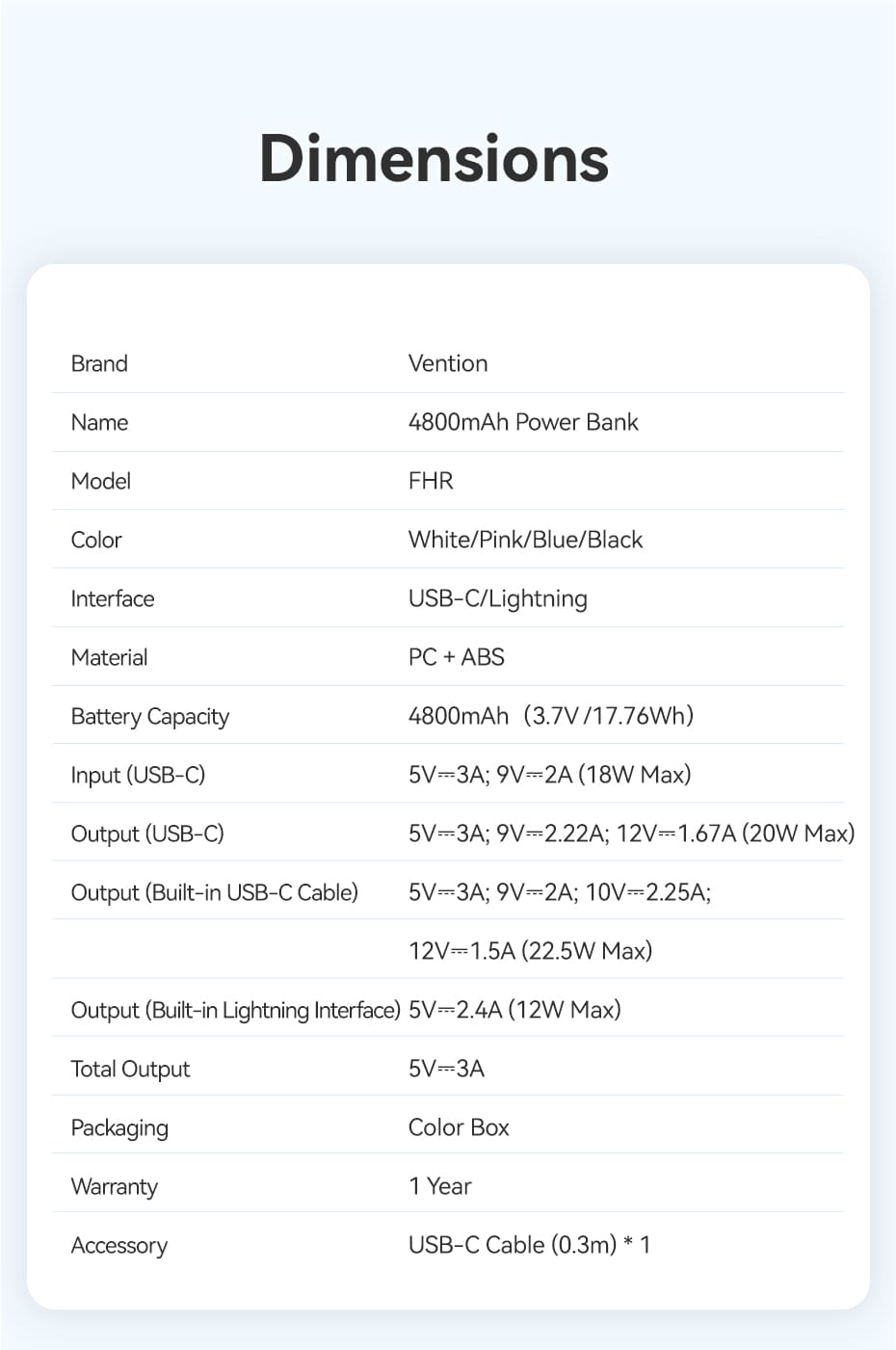 4800mAh Power Bank-FHR