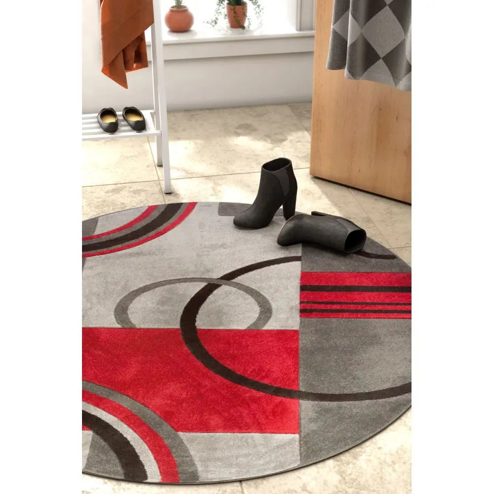 Galaxy Waves Grey Red Modern Geometric Rug、mySite、gigharbornorthrealestate