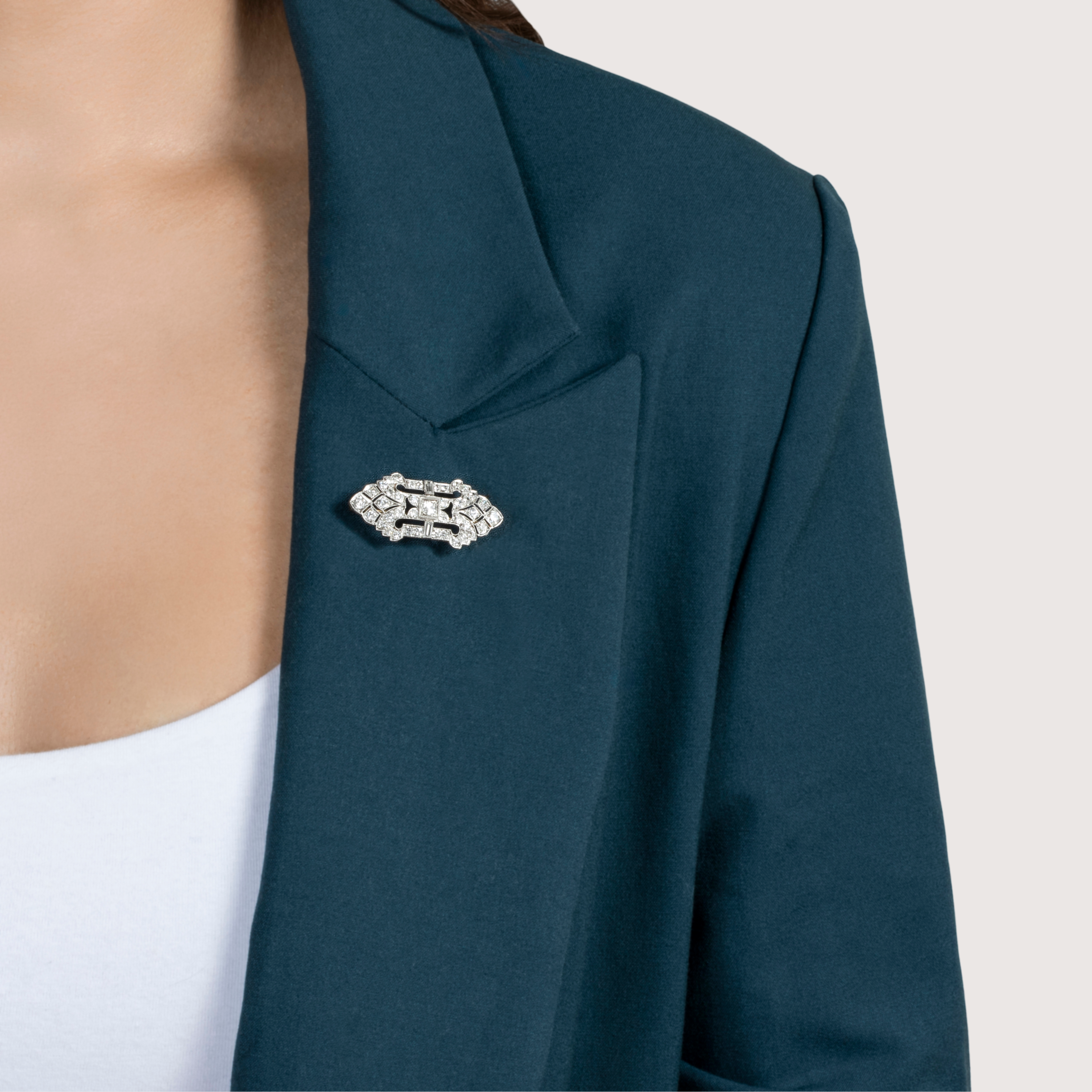 Antique Spectacular Art Deco Platinum 1.683cttw Diamond Openwork Flourish Pin、mySite、hinf8tx79