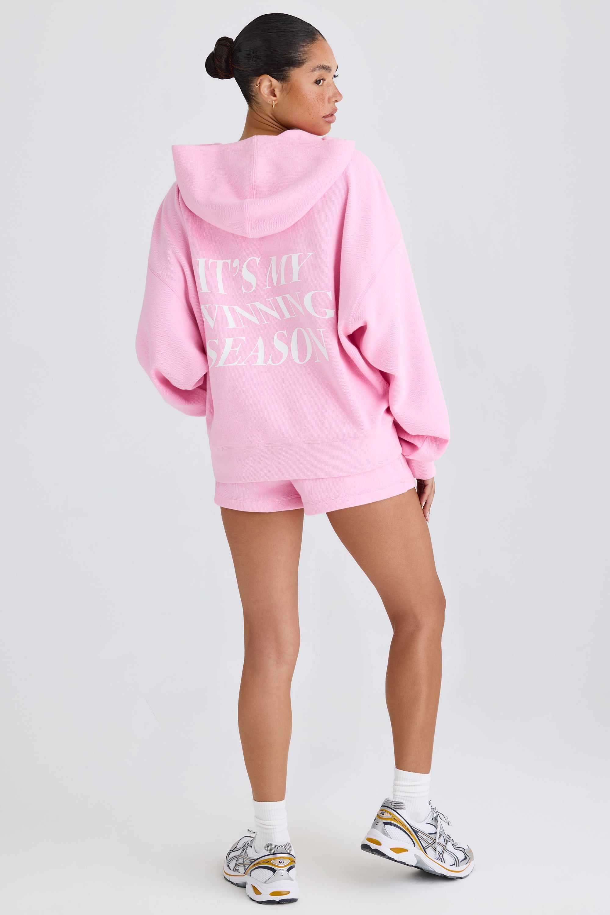 Graphic-Print Hoodie in Bubblegum Pink、mySite、solidvoid