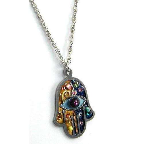 Seeka Blue and Gold Hamsa Necklace with Evil Eye、mySite、topwebapps