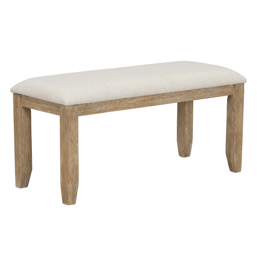 TREXM Dining Room Table and Chairs with Bench, Rustic Wood Dining Set, Set of 6 (Gray)、、casual